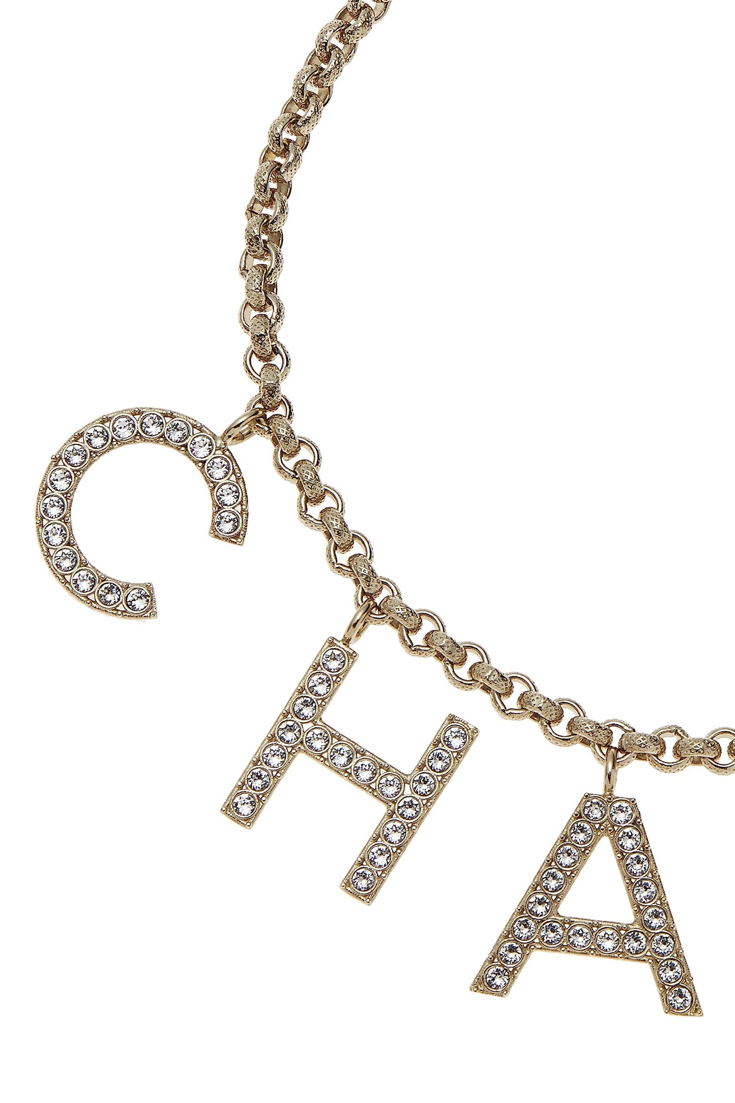 Chanel, Gold & Crystal Logo Necklace, Gold