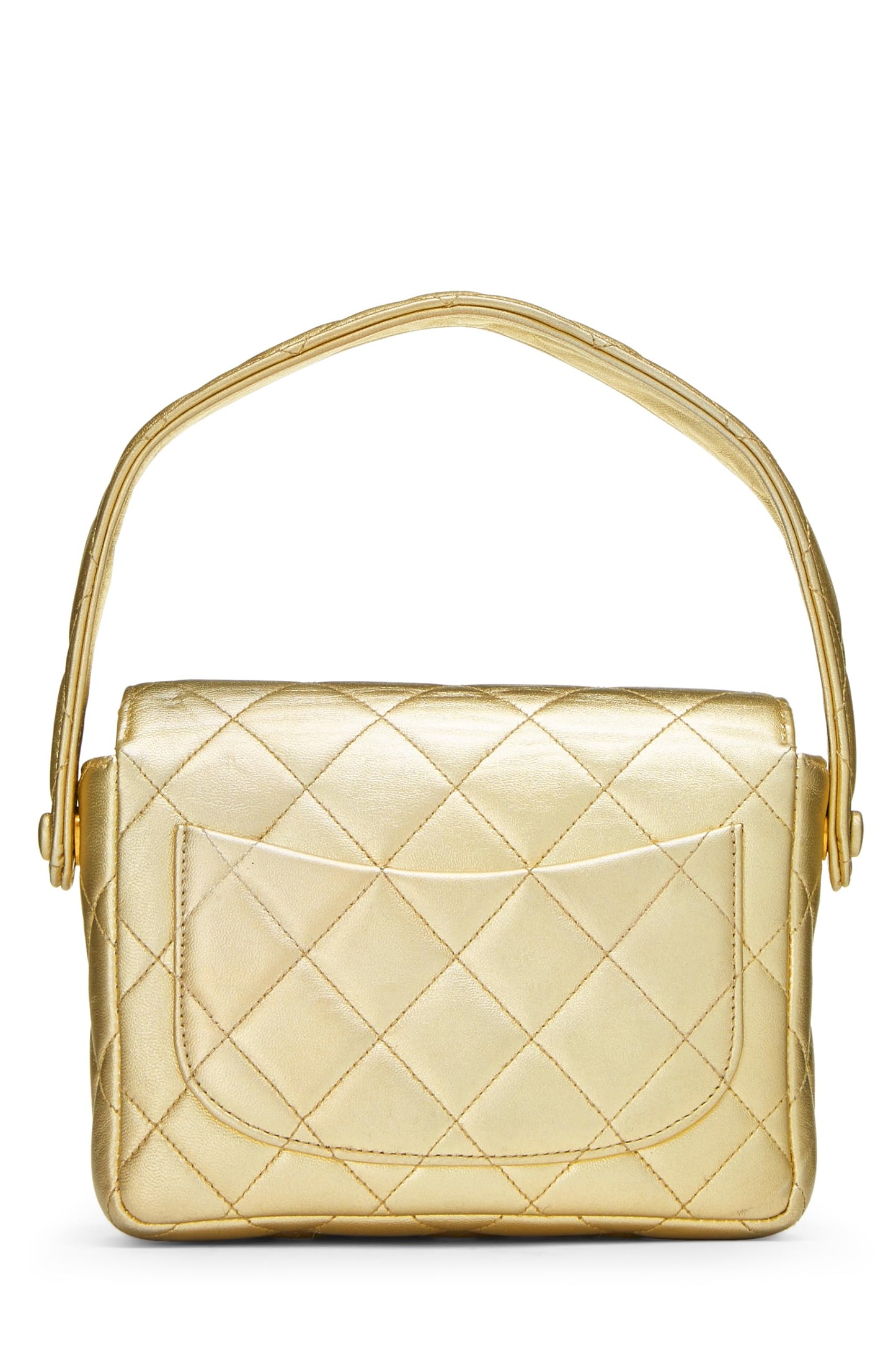 Chanel, Gold Quilted Lambskin Handbag Mini, Gold