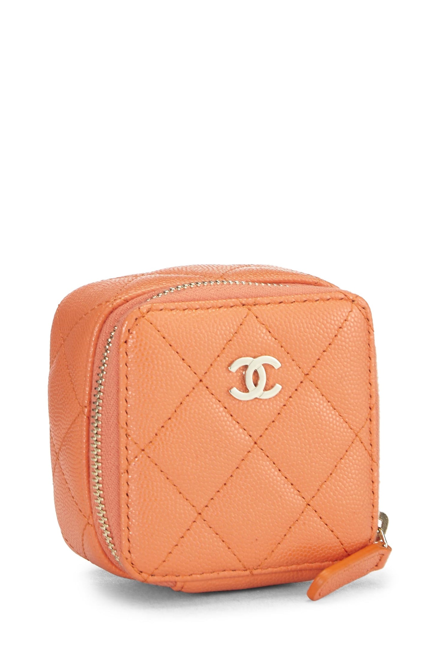 Chanel, Orange Caviar Jewelry Case Small, Orange
