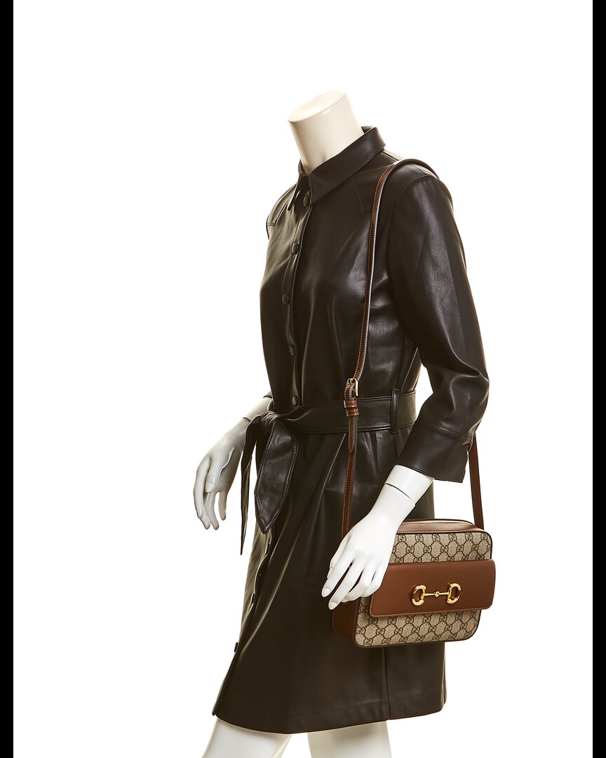 Luxury Gucci Trending 2025 Horsebit 1955 Small GG Supreme Canvas & Leather Shoulder Bag