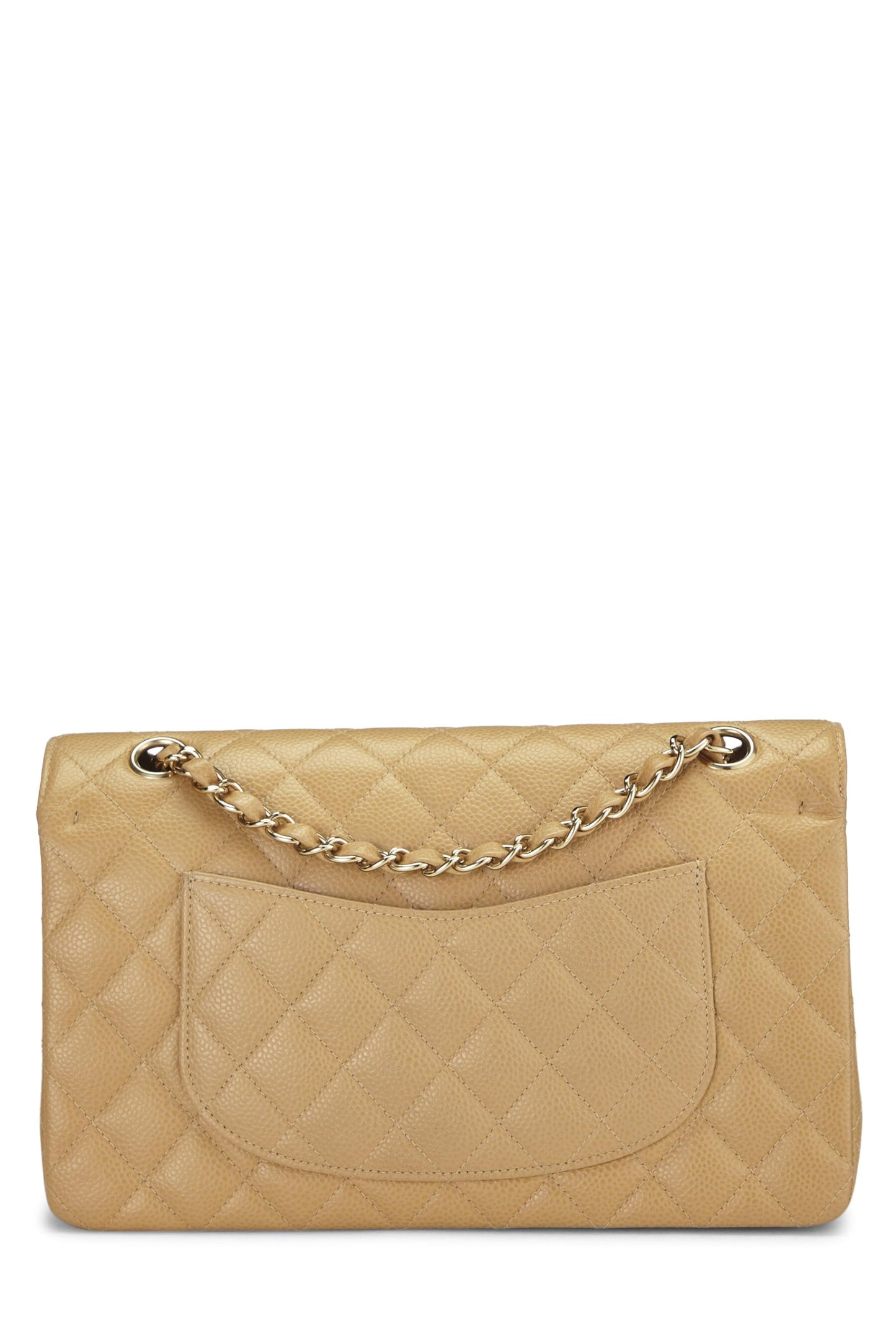 Chanel, Beige Quilted Caviar Classic Double Flap Medium, Beige