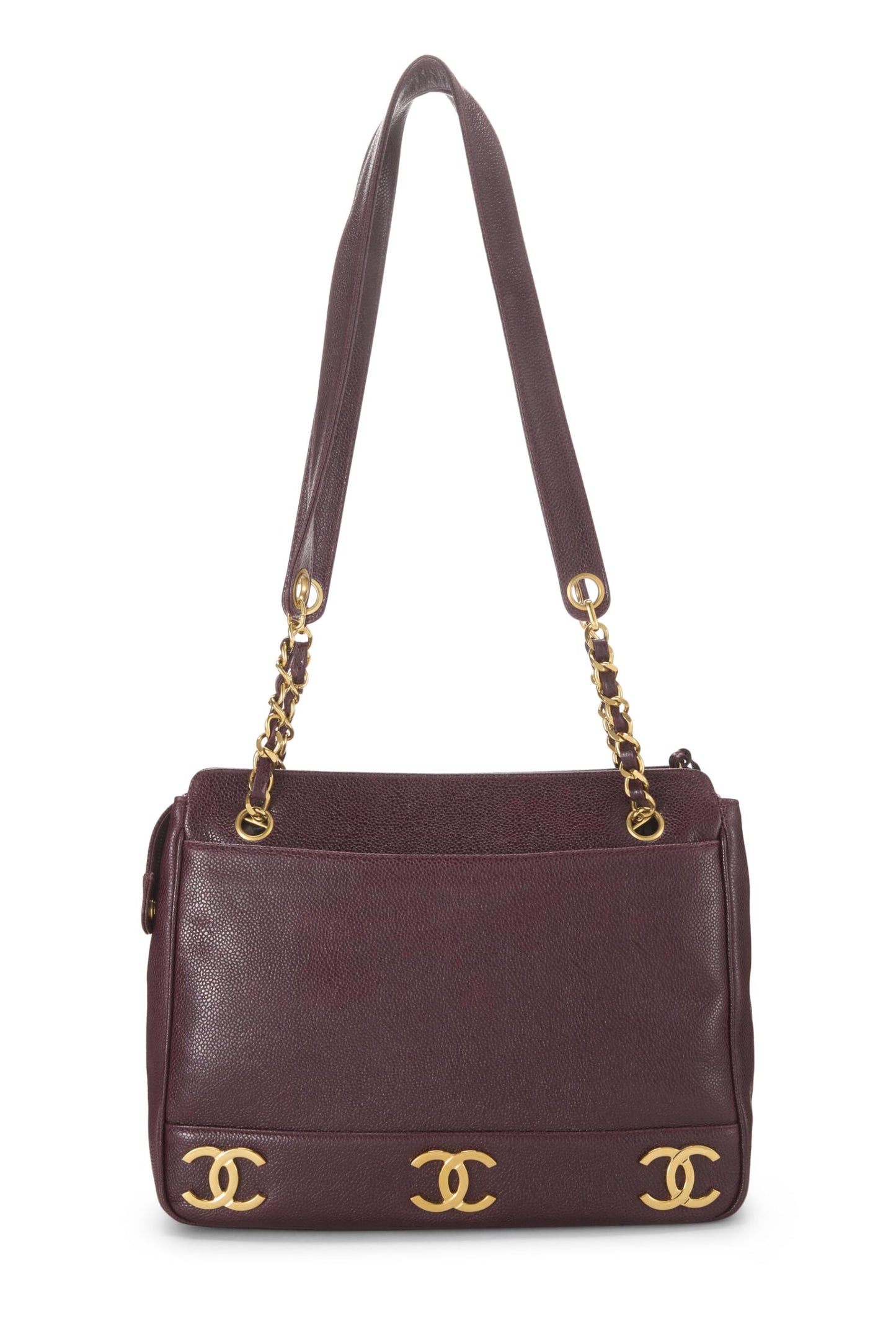 Chanel, Burgundy Caviar 3 'CC' Tote Large, Burgundy