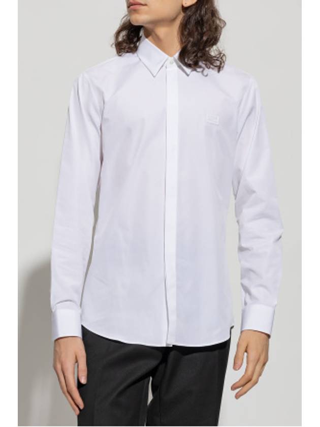 Luxury Fendi Men's Cotton Long Sleeve Shirt White