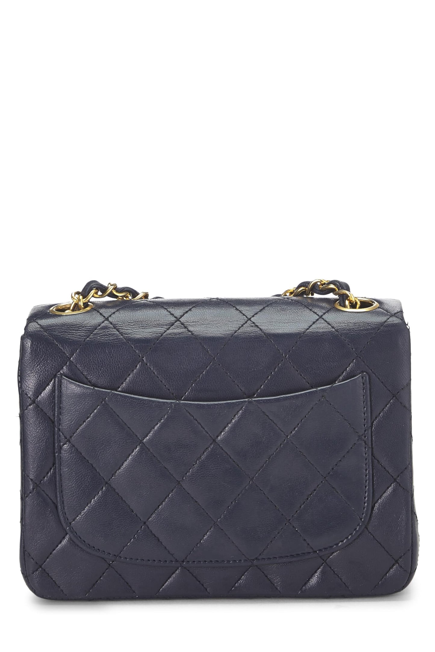 Chanel, Navy Quilted Lambskin Half Flap Mini, Navy
