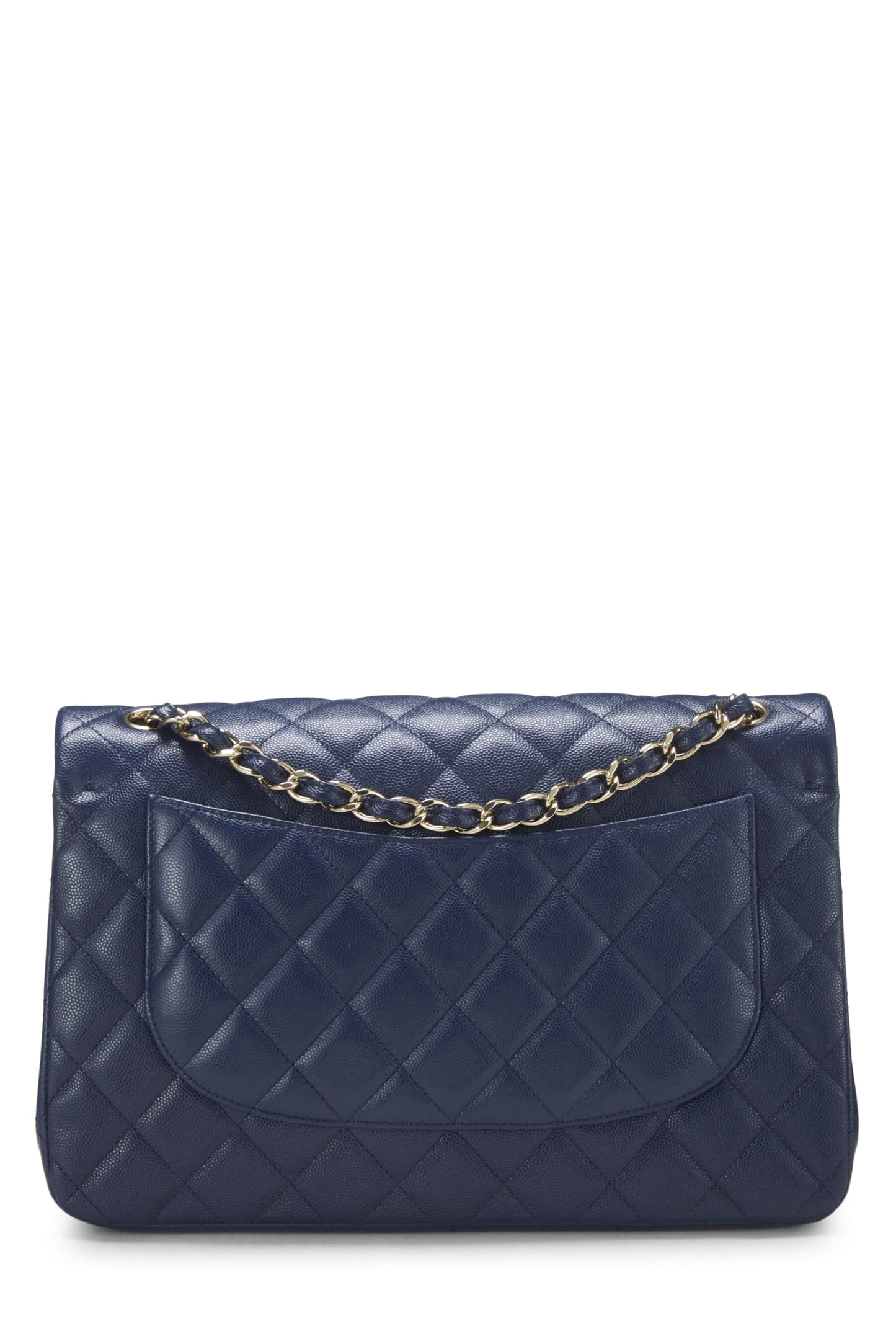 Chanel, Navy Quilted Caviar New Classic Double Flap Jumbo, Navy
