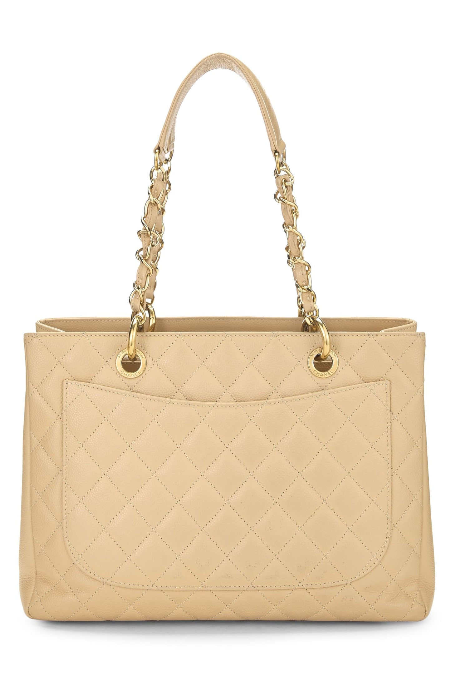 Chanel, Beige Quilted Caviar Grand Shopping Tote (GST), Beige
