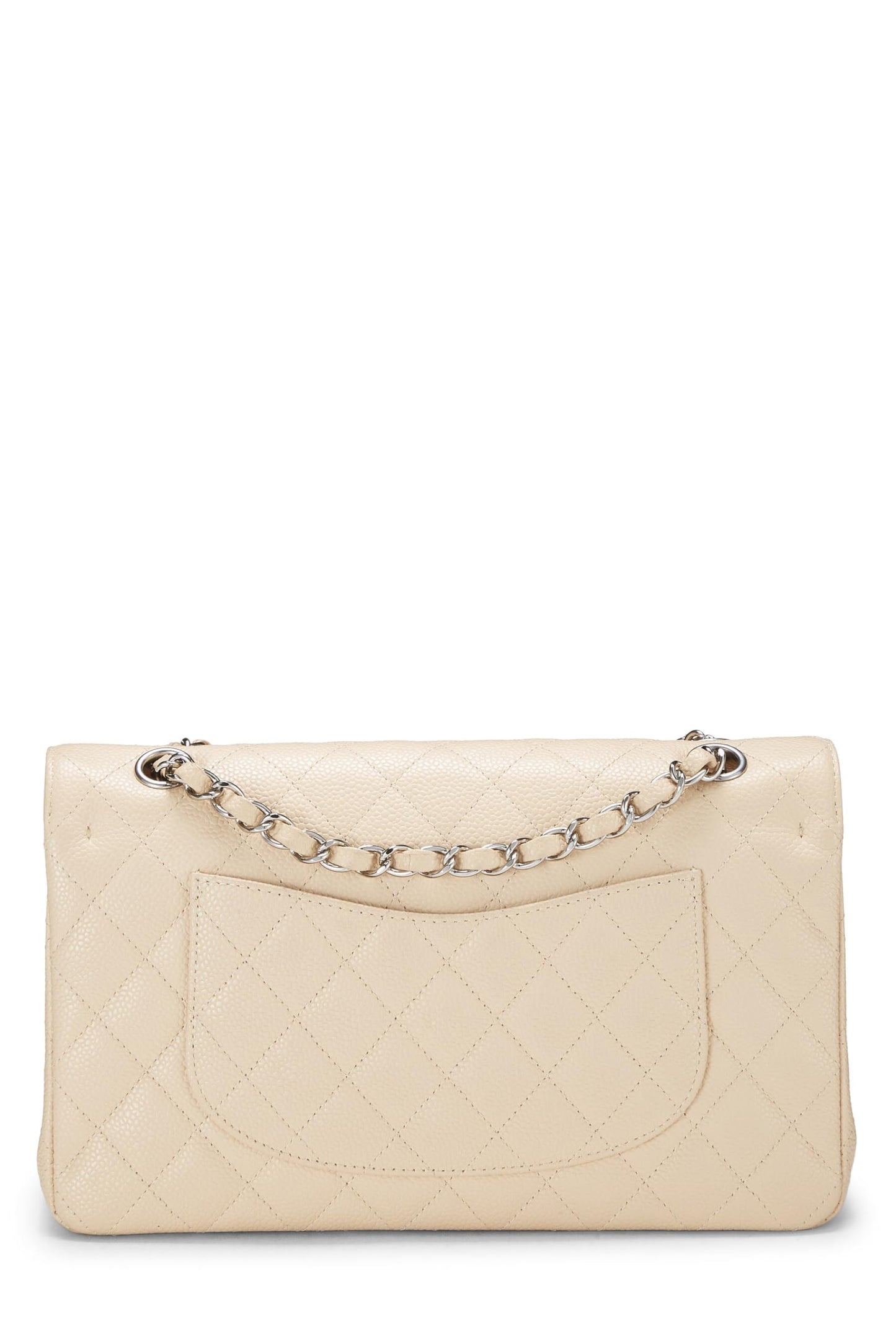 Chanel, Beige Quilted Caviar Classic Double Flap Medium, Beige