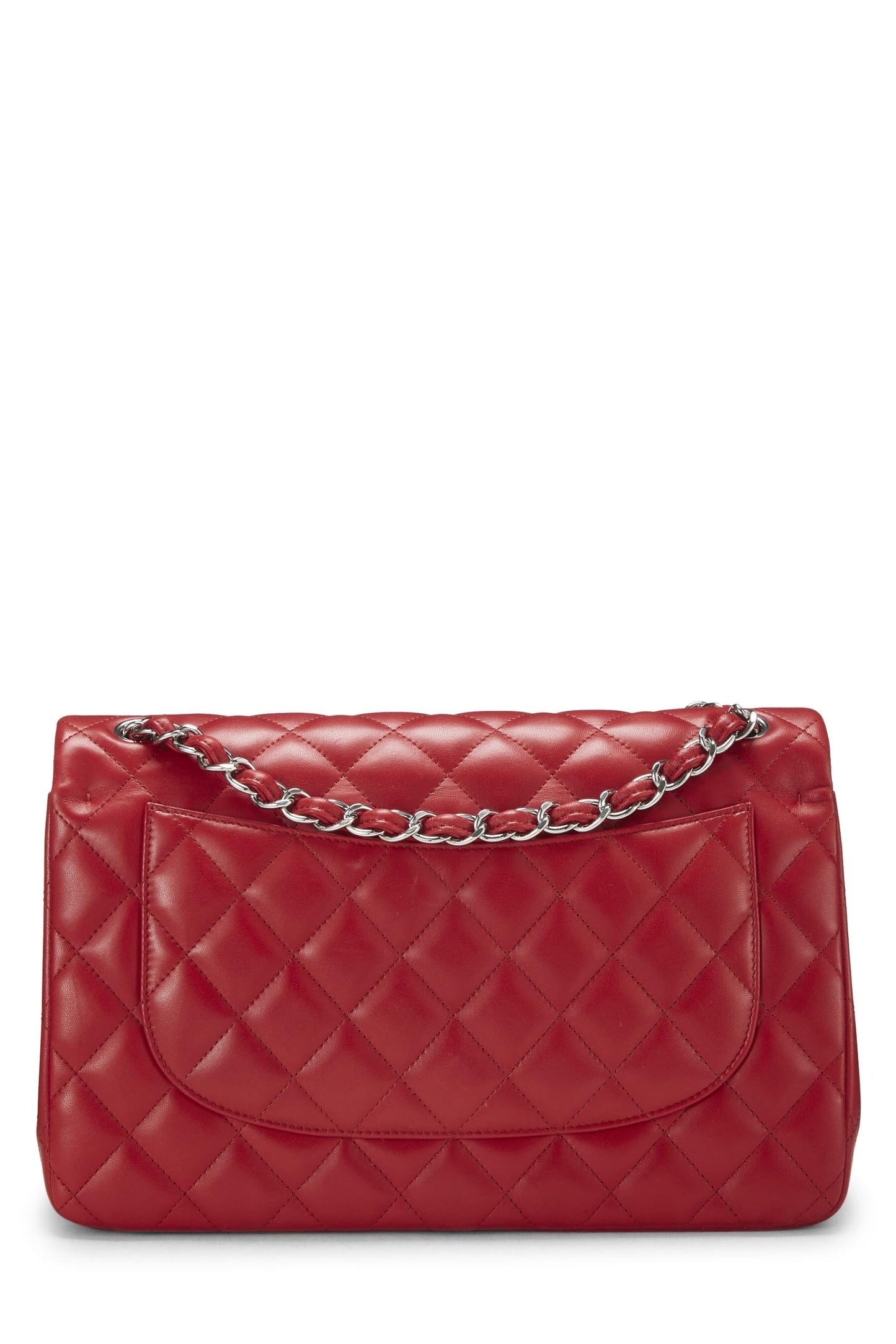 Chanel, Red Quilted Lambskin New Classic Double Flap Jumbo, Red