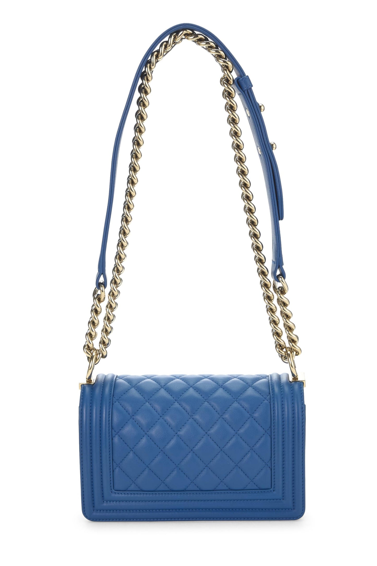 Chanel, Blue Quilted Lambskin Boy Small, Blue