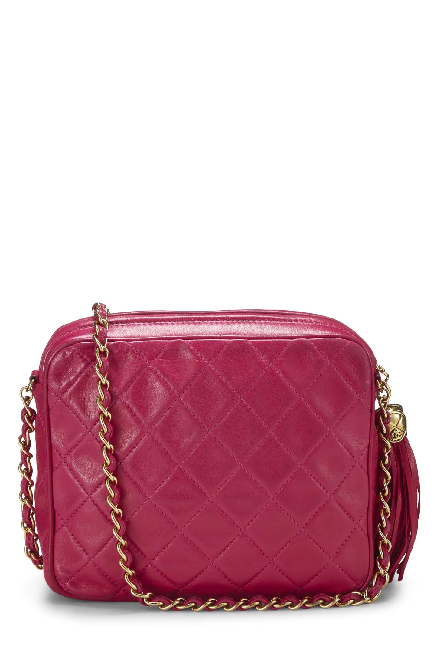 Chanel, Pink Lambskin Diagonal Camera Bag Small, Pink