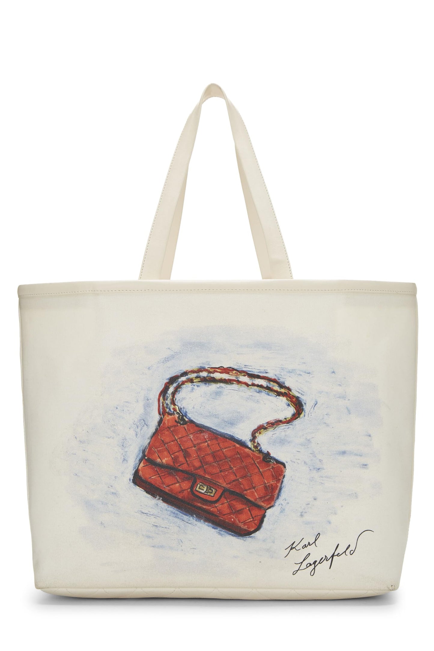 Chanel, White Canvas Mobile Art Tote, White