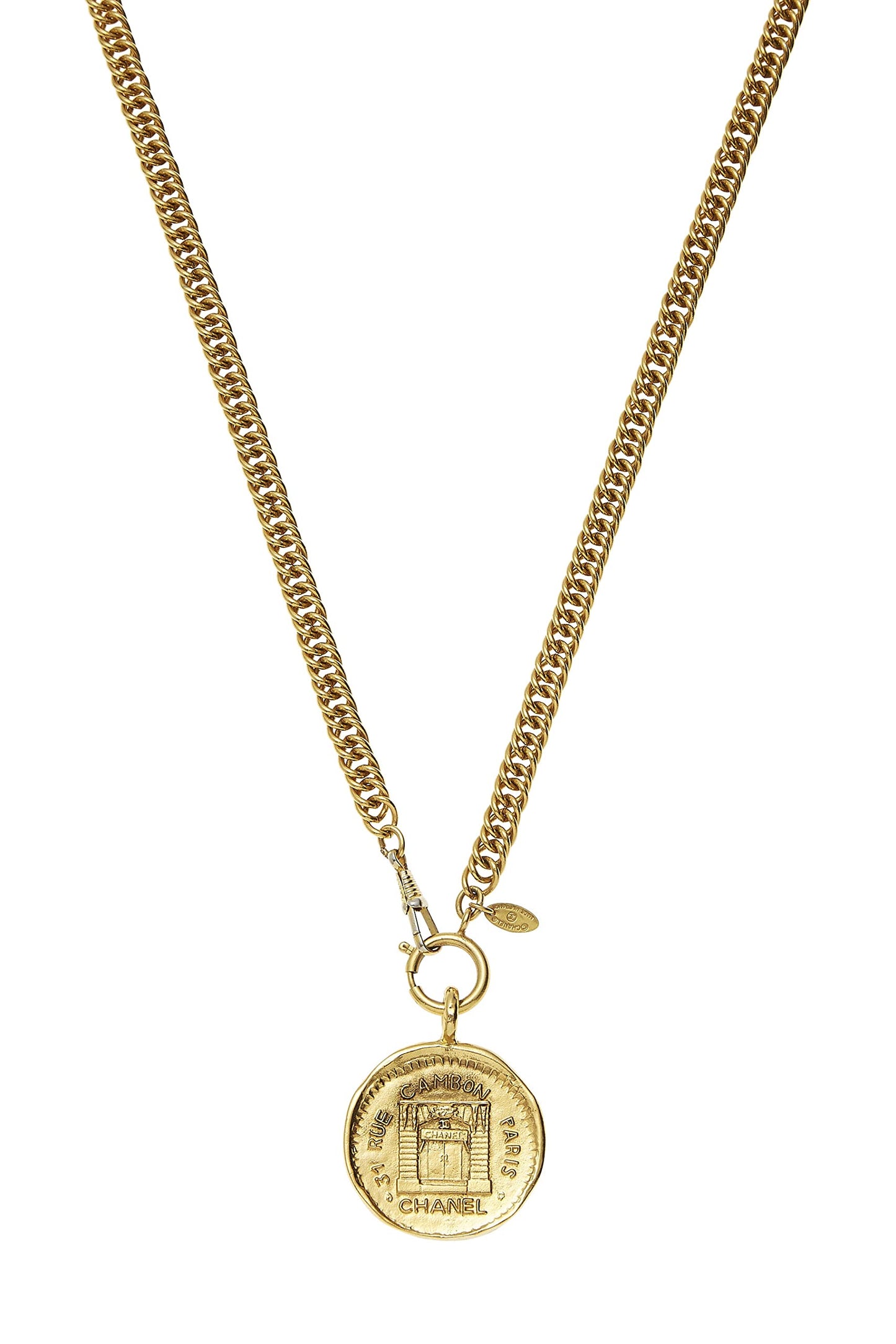 Chanel, Gold Medallion Long Necklace, Gold