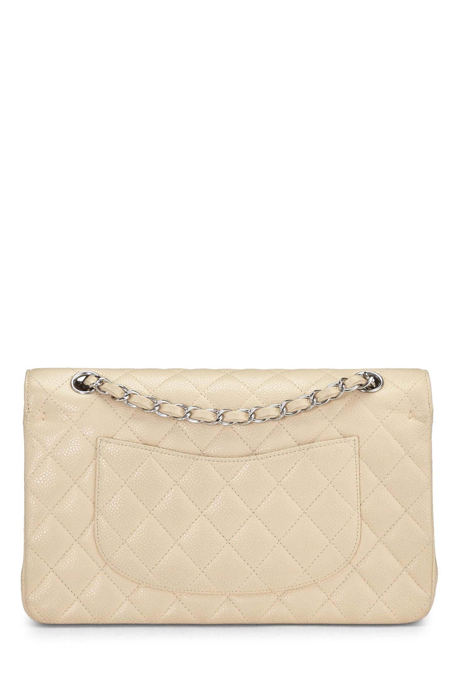 Chanel, Beige Quilted Caviar Classic Double Flap Medium, Beige