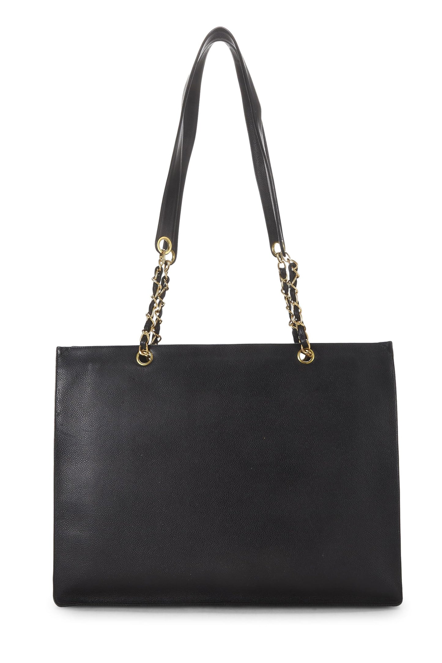 Chanel, Black Caviar Flat Chain Tote Large, Black