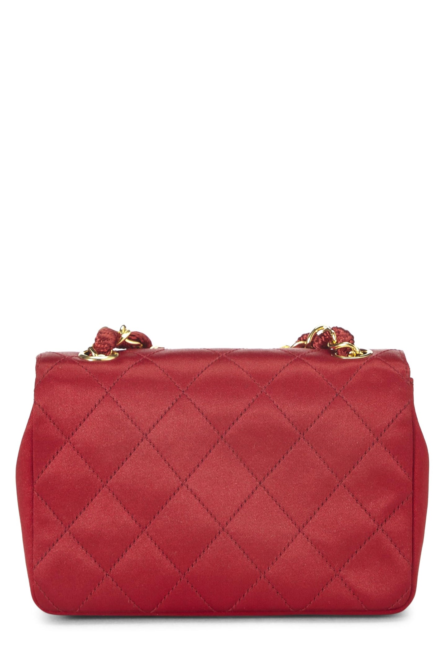Chanel, Red Quilted Satin Half Flap Micro, Red