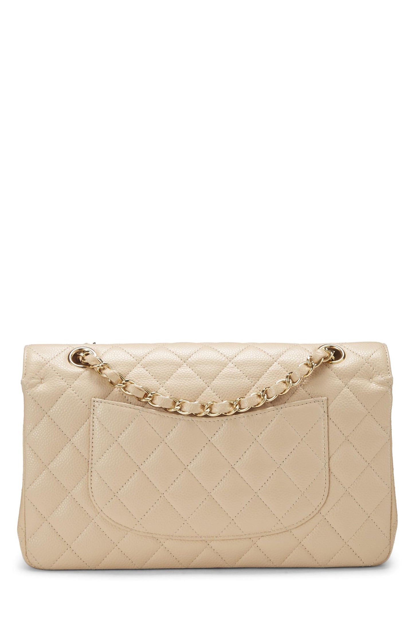 Chanel, Beige Quilted Caviar Classic Double Flap Medium, Beige