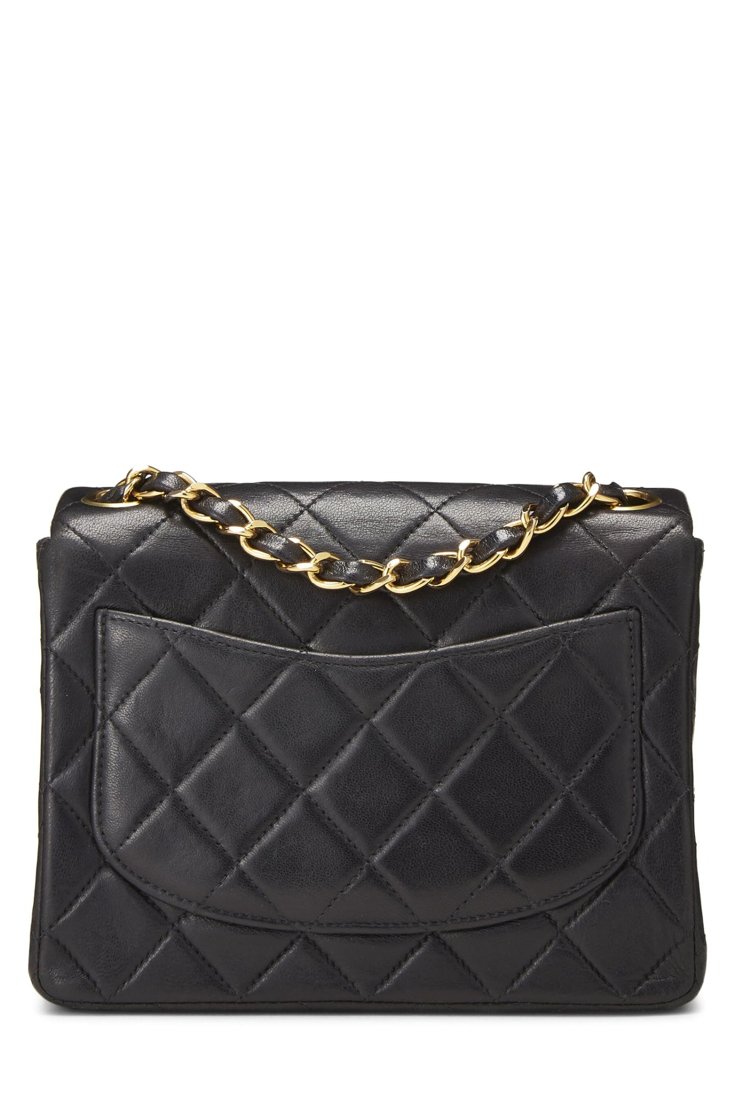 Chanel, Black Quilted Lambskin Half Flap Mini, Black