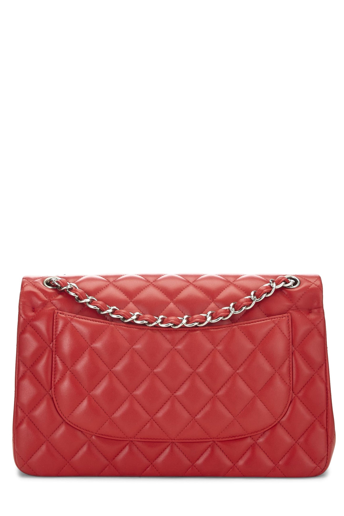 Chanel, Red Quilted Lambskin New Classic Double Flap Jumbo, Red