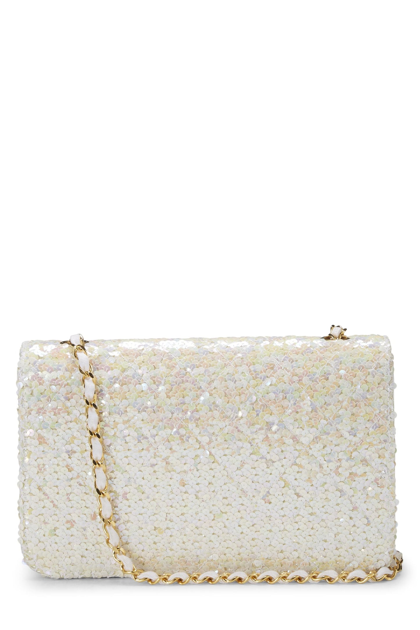 Chanel, White Sequin Half Flap Medium, White
