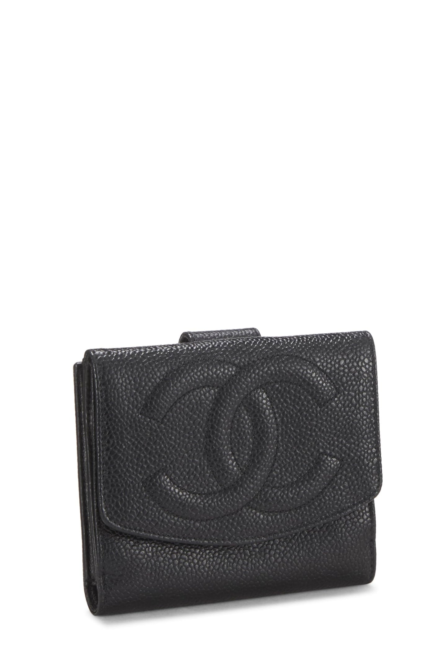 Chanel, Black Caviar Timeless 'CC' Compact Wallet, Black