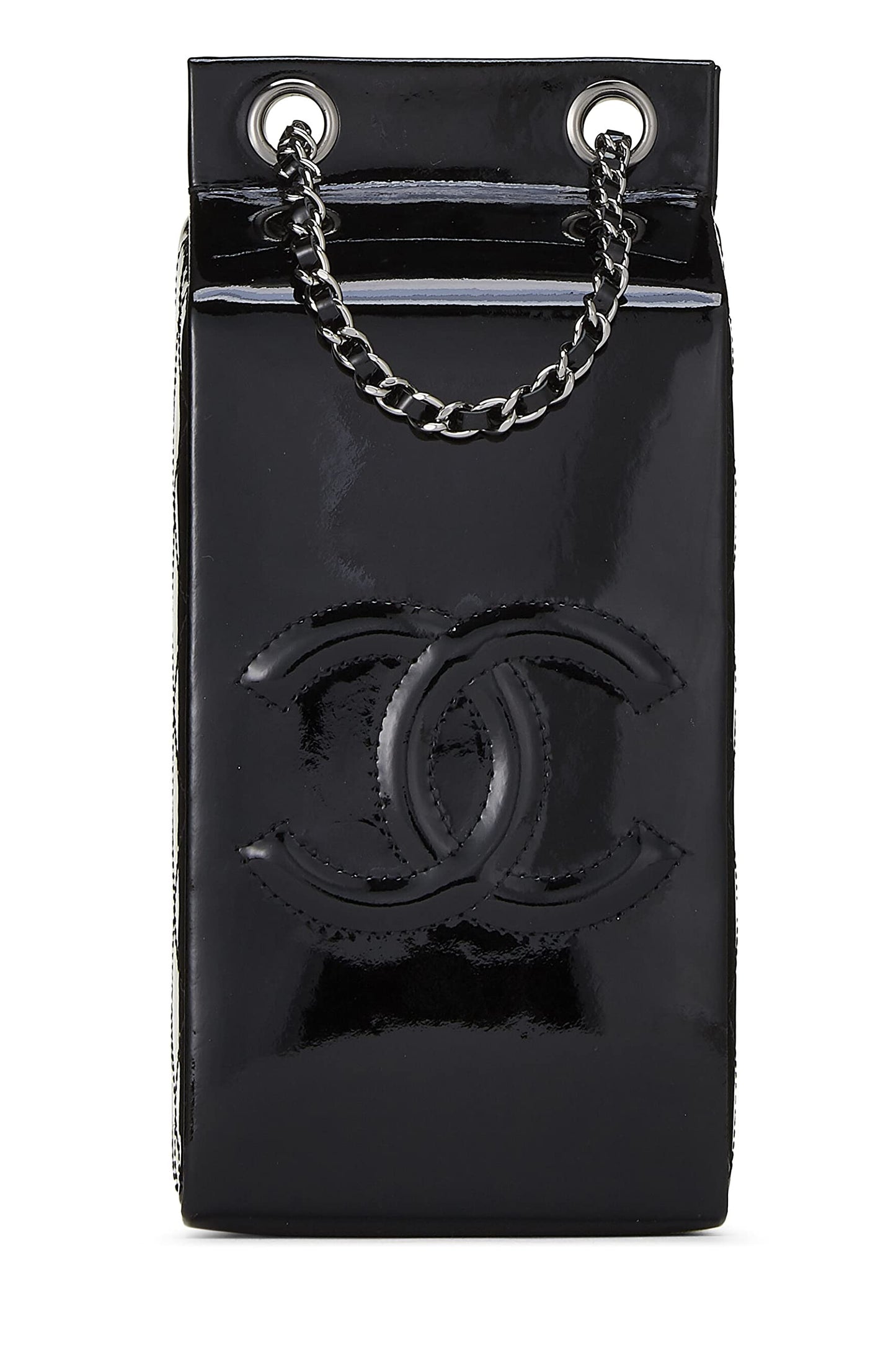 Chanel, Black Patent Leather Milk Carton Bag, Black