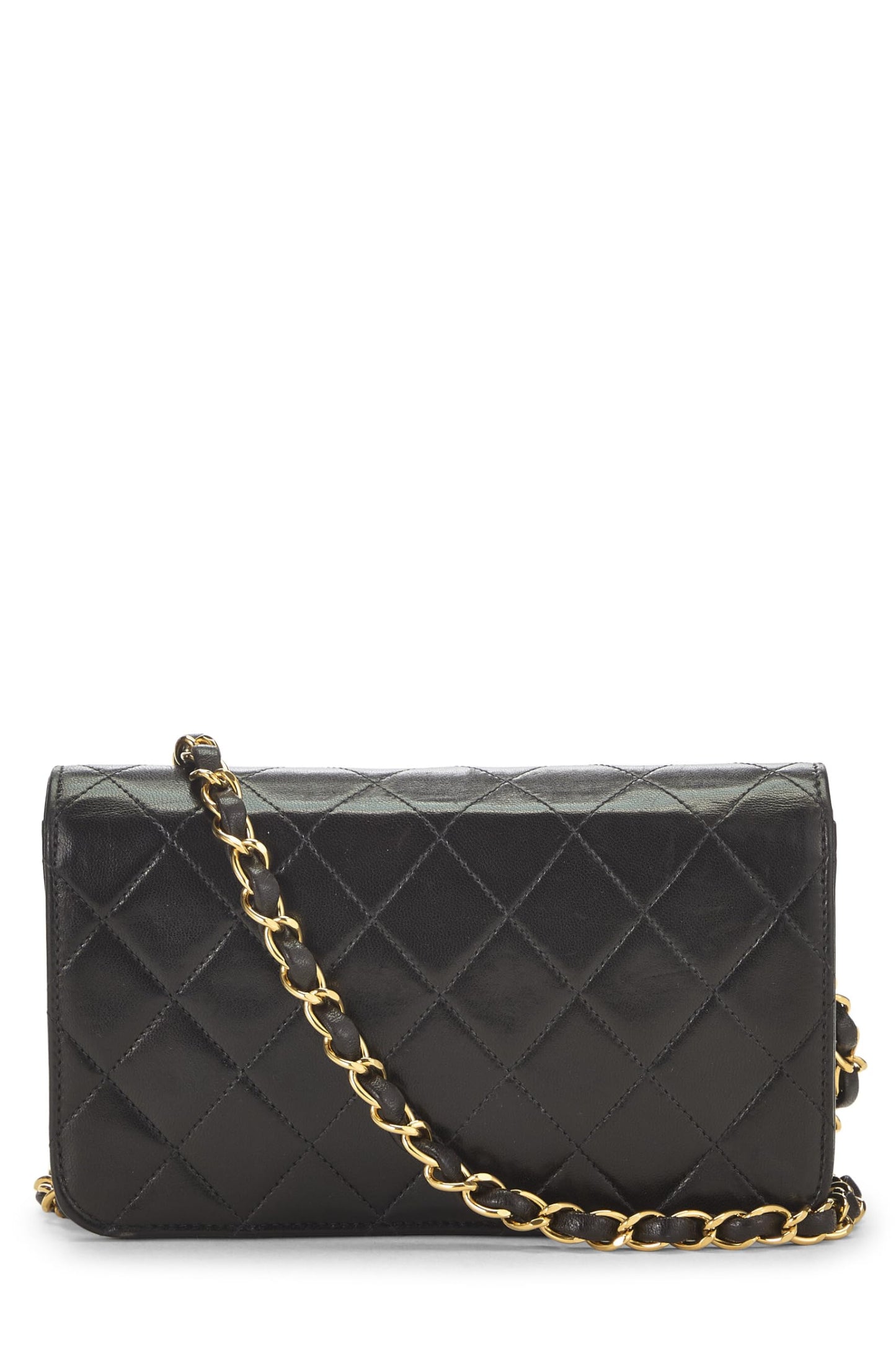 Chanel, Black Quilted Lambskin Snap Full Flap Mini, Black