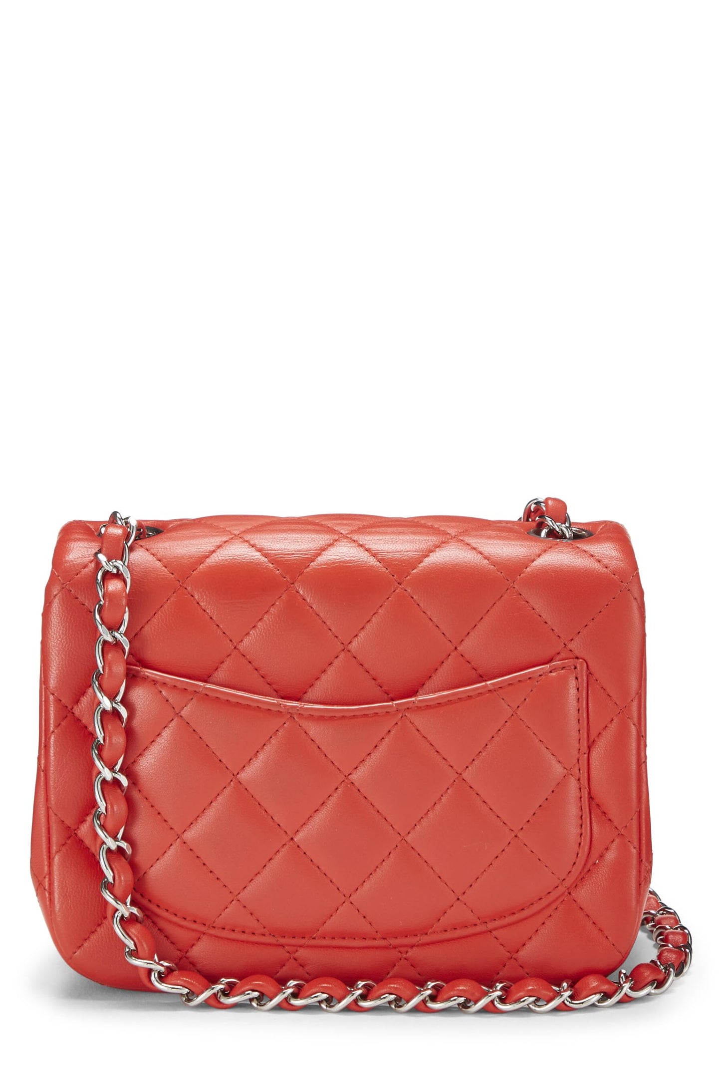 Chanel, Red Quilted Lambskin Classic Square Flap Mini, Red