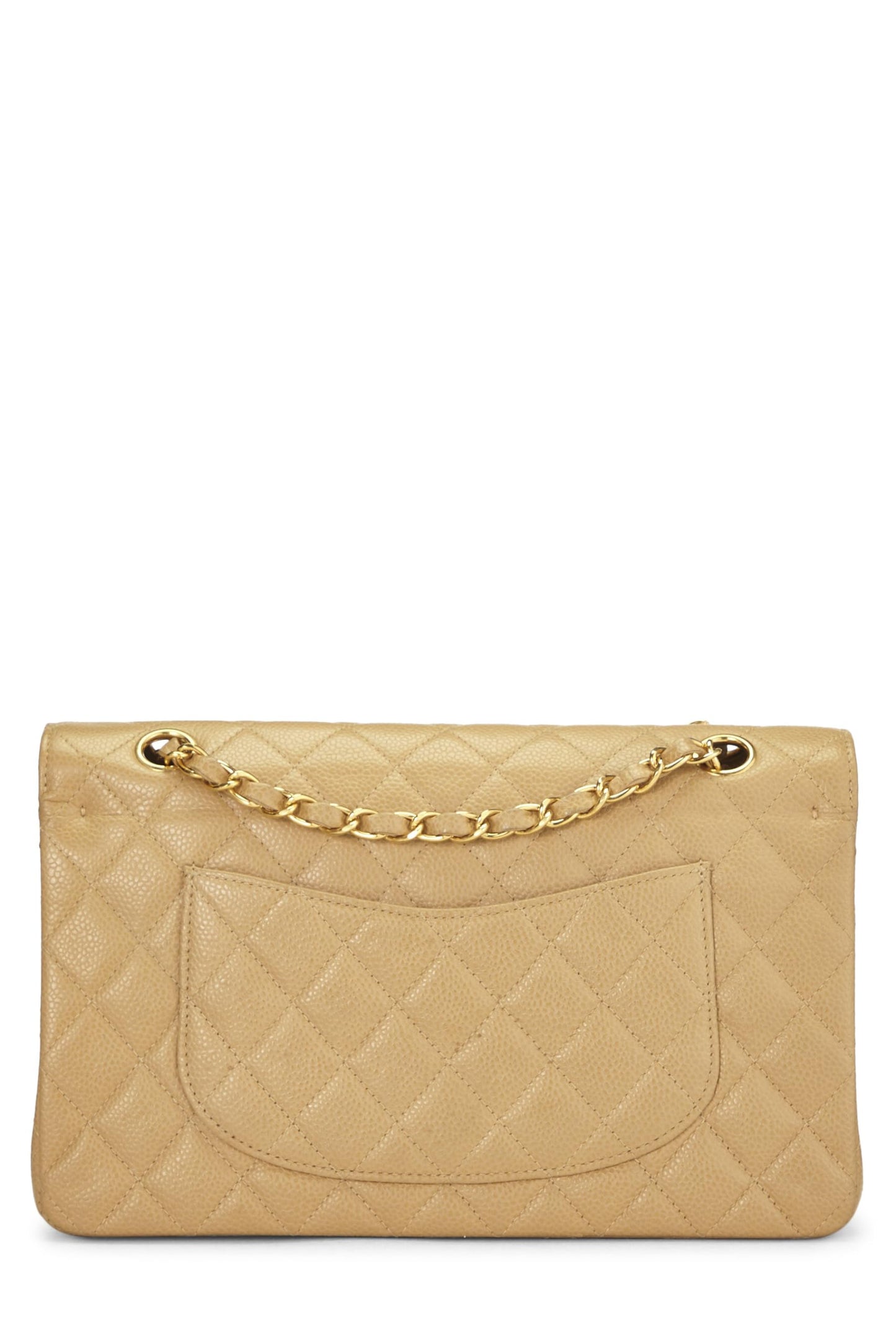 Chanel, Beige Quilted Caviar Classic Double Flap Medium, Beige