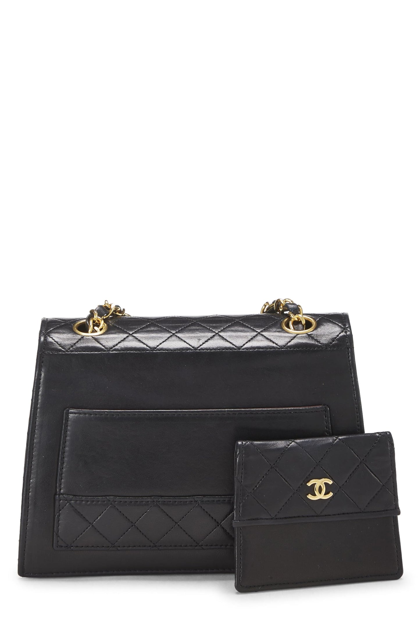 Chanel, Black Quilted Lambskin Trapezoid Bag, Black