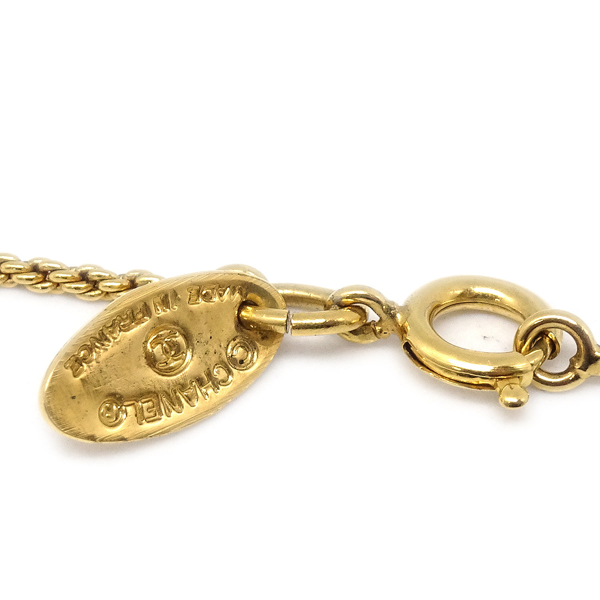 Luxury Chanel Circled CC Gold Chain Pendant Necklace 3622