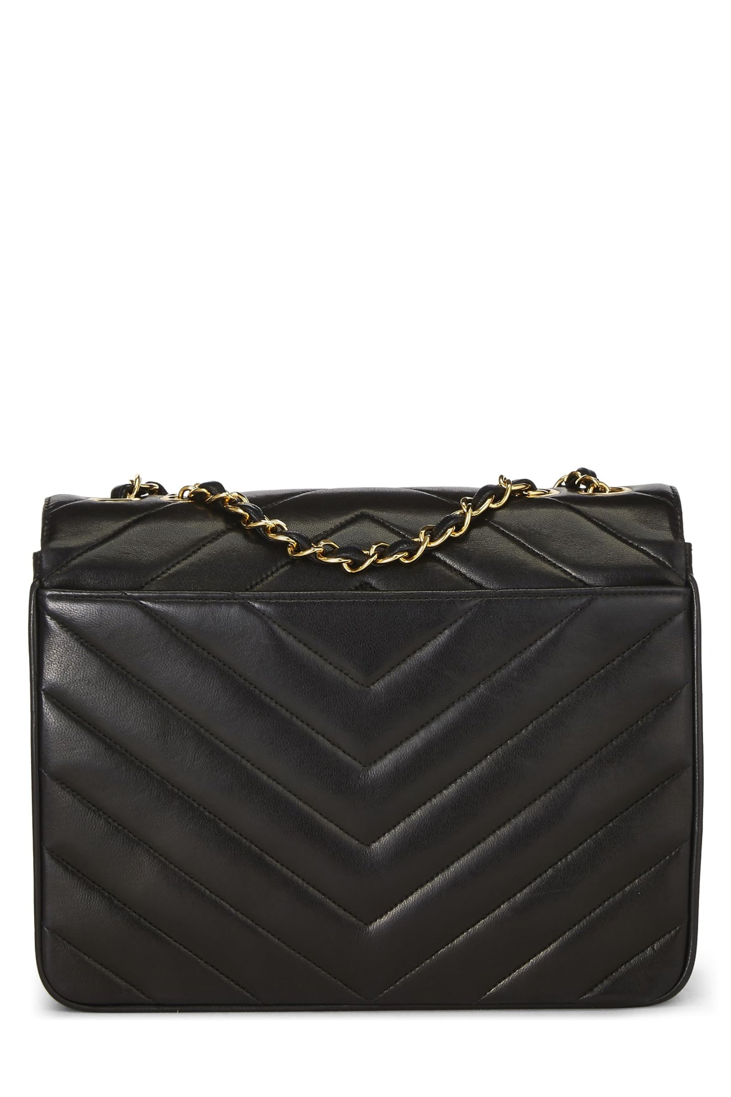Chanel, Black Chevron Lambskin Envelope Flap Small, Black