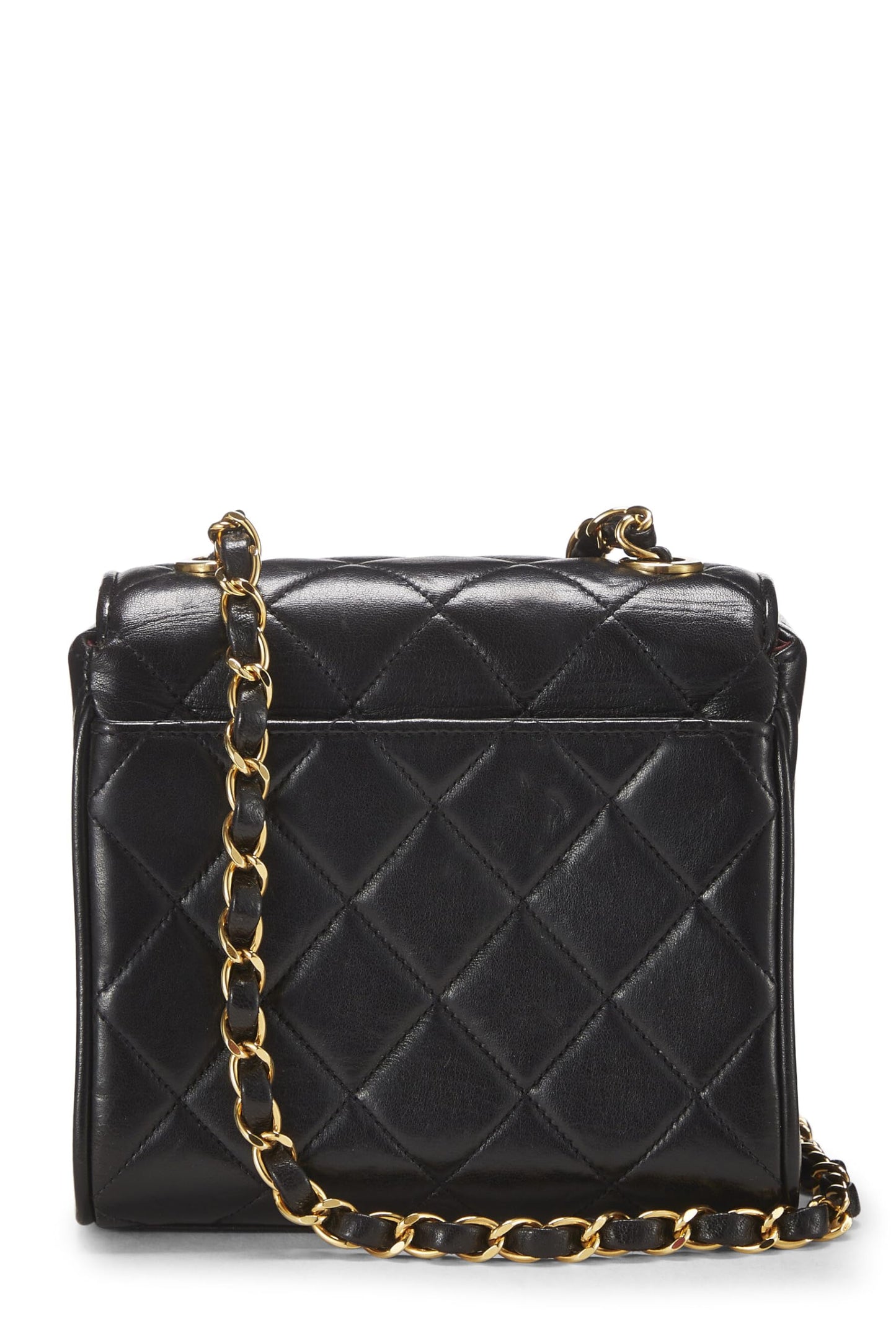 Chanel, Black Quilted Lambskin Half Flap Mini, Black