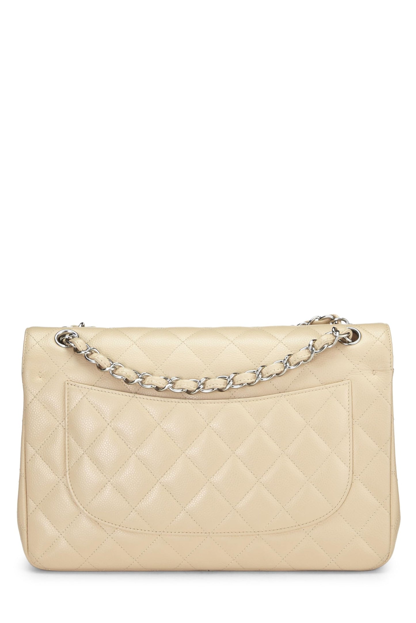 Chanel, Beige Quilted Caviar New Classic Flap Jumbo, Beige
