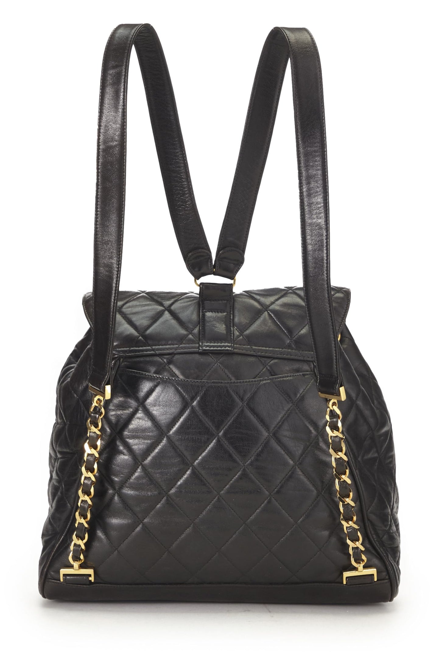Chanel, Black Quilted Lambskin Backpack Large, Black