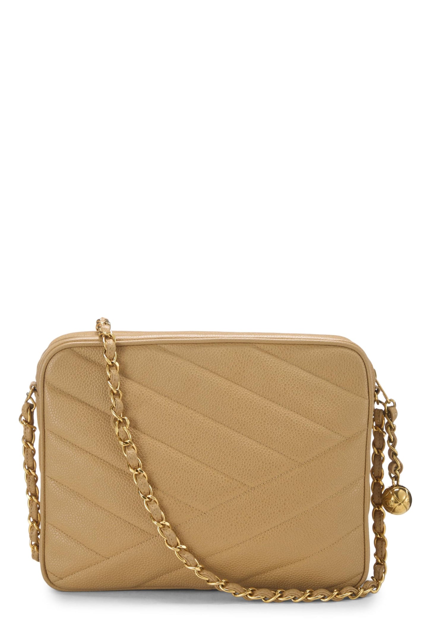 Chanel, Beige Quilted Caviar Envelope Camera Bag Medium, Beige