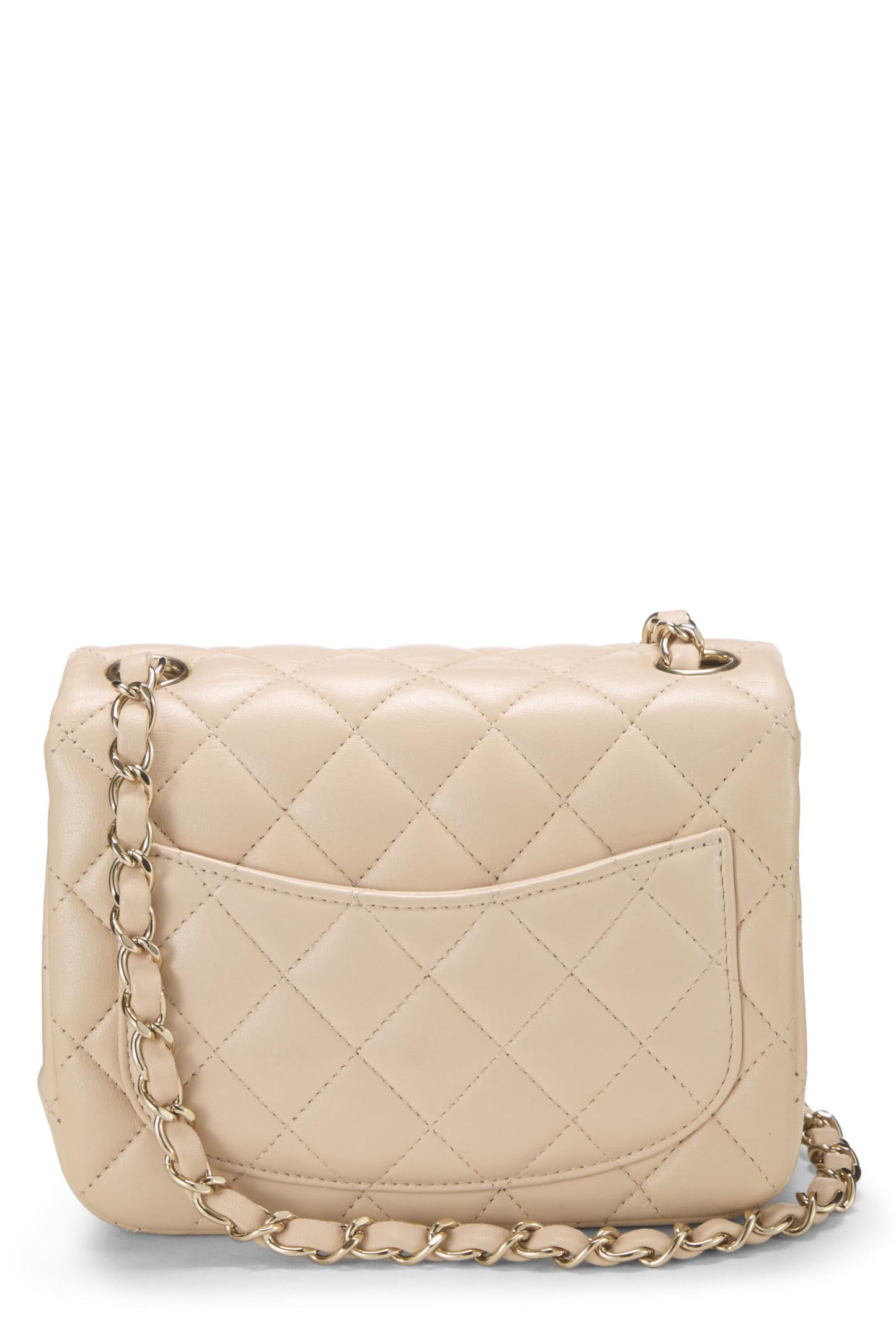 Chanel, Beige Quilted Lambskin Square Flap Bag Mini, Beige
