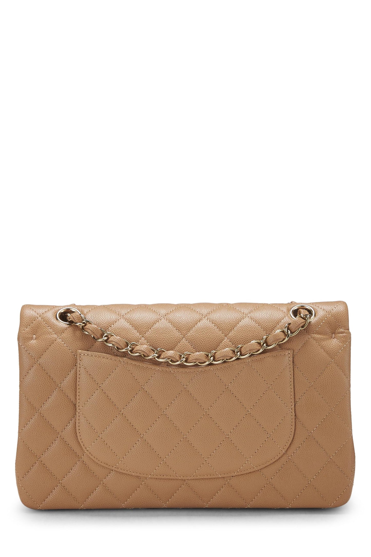 Chanel, Beige Quilted Caviar Classic Double Flap Medium, Beige