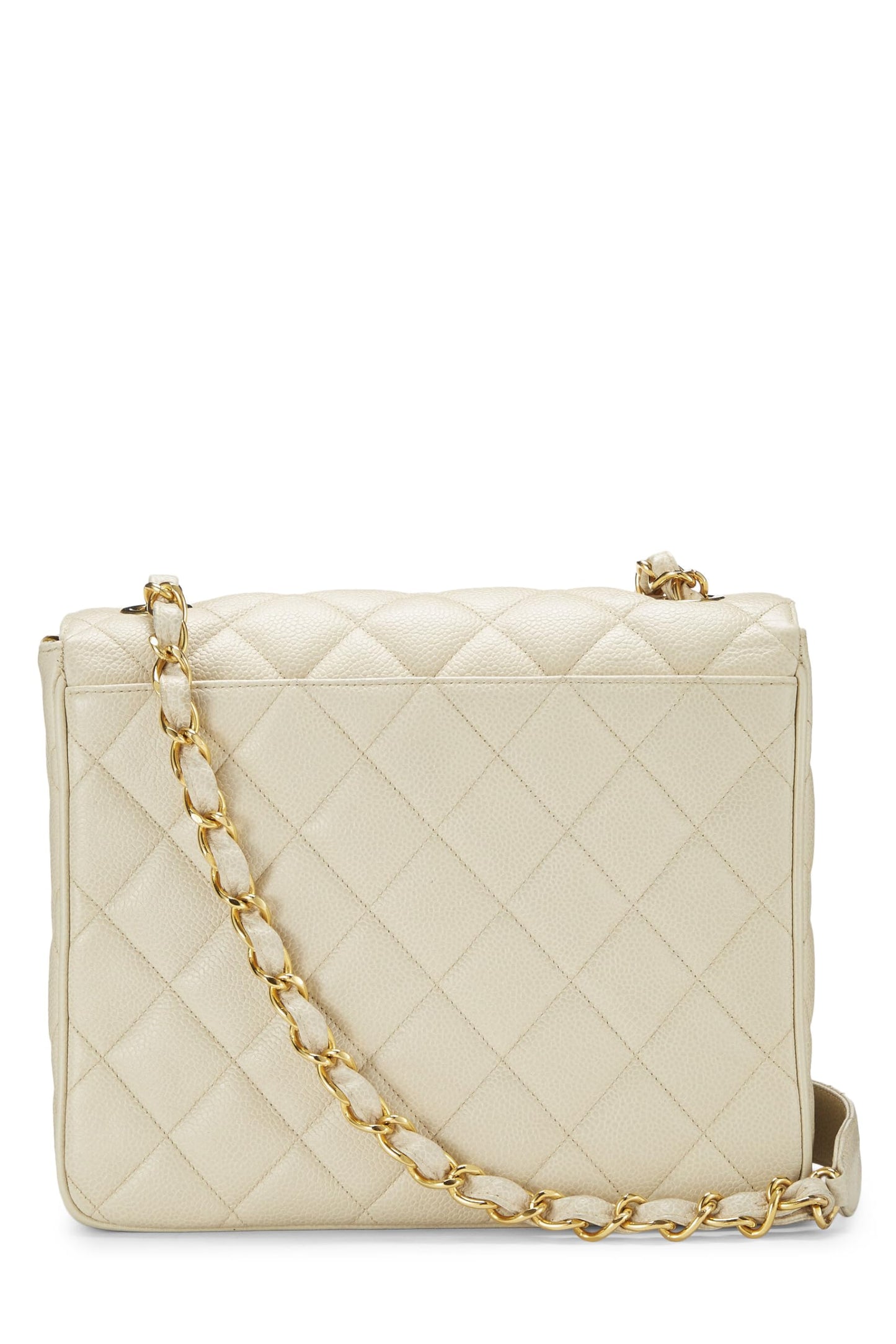 Chanel, White Quilted Caviar Big 'CC' Square Flap, White