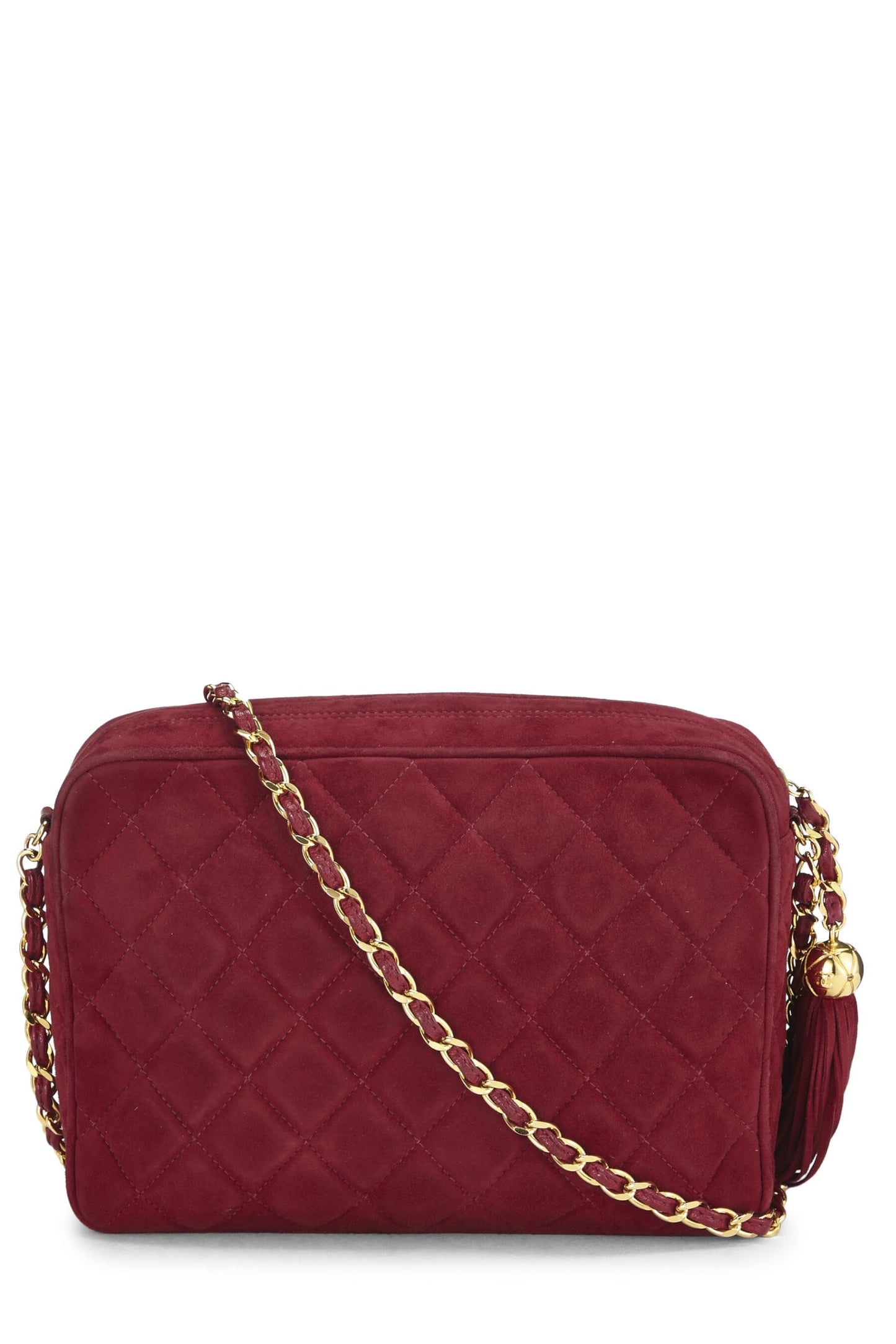 Chanel, Red Quilted Suede Pocket Camera Bag Medium, Red