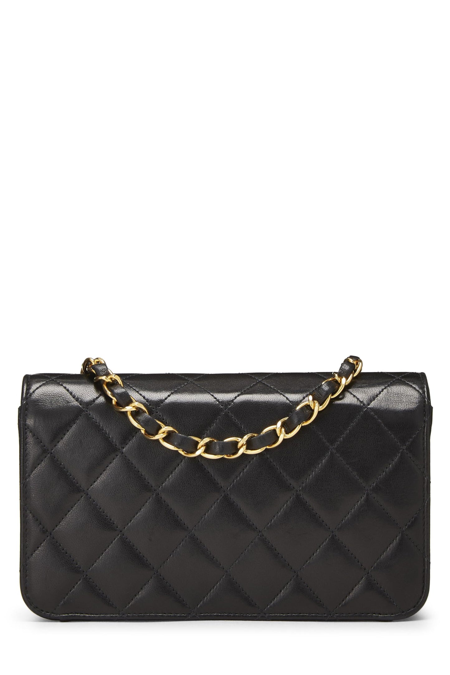 Chanel, Black Quilted Lambskin Snap Full Flap Mini, Black