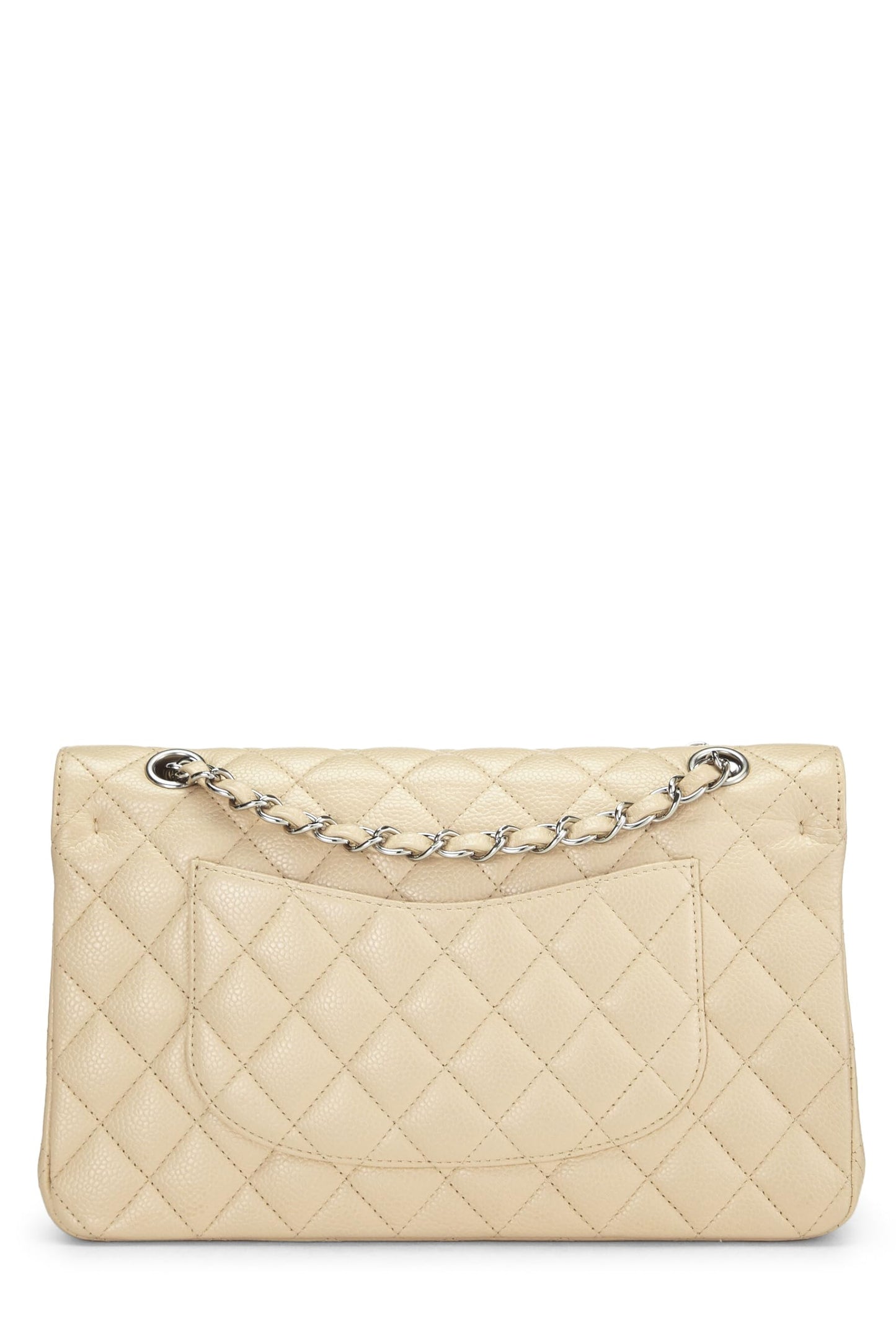 Chanel, Beige Quilted Caviar Classic Double Flap Medium, Beige