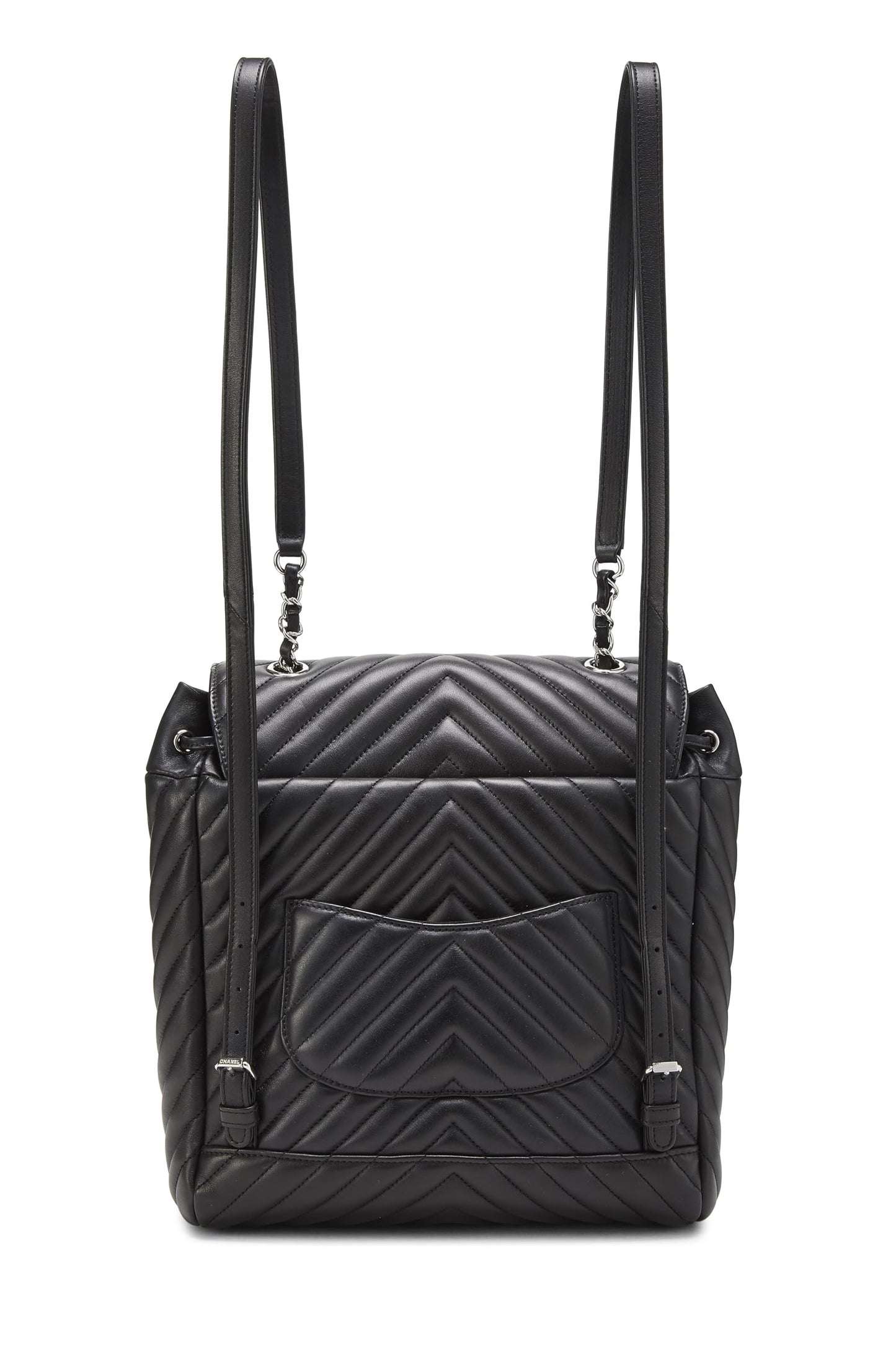 Chanel, Black Chevron Lambskin Urban Spirit Backpack, Black