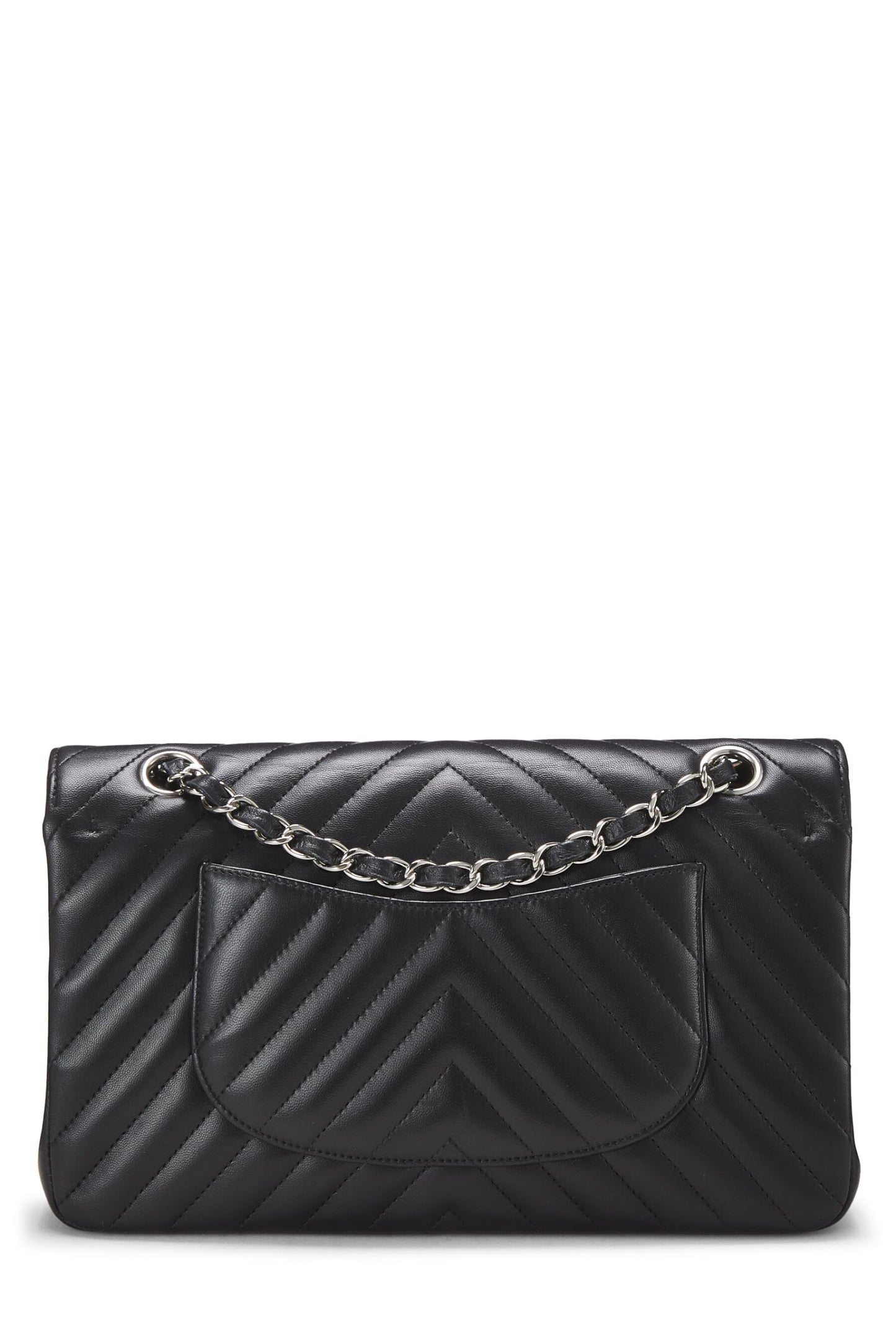 Chanel, Black Chevron Lambskin Classic Double Flap Medium, Black