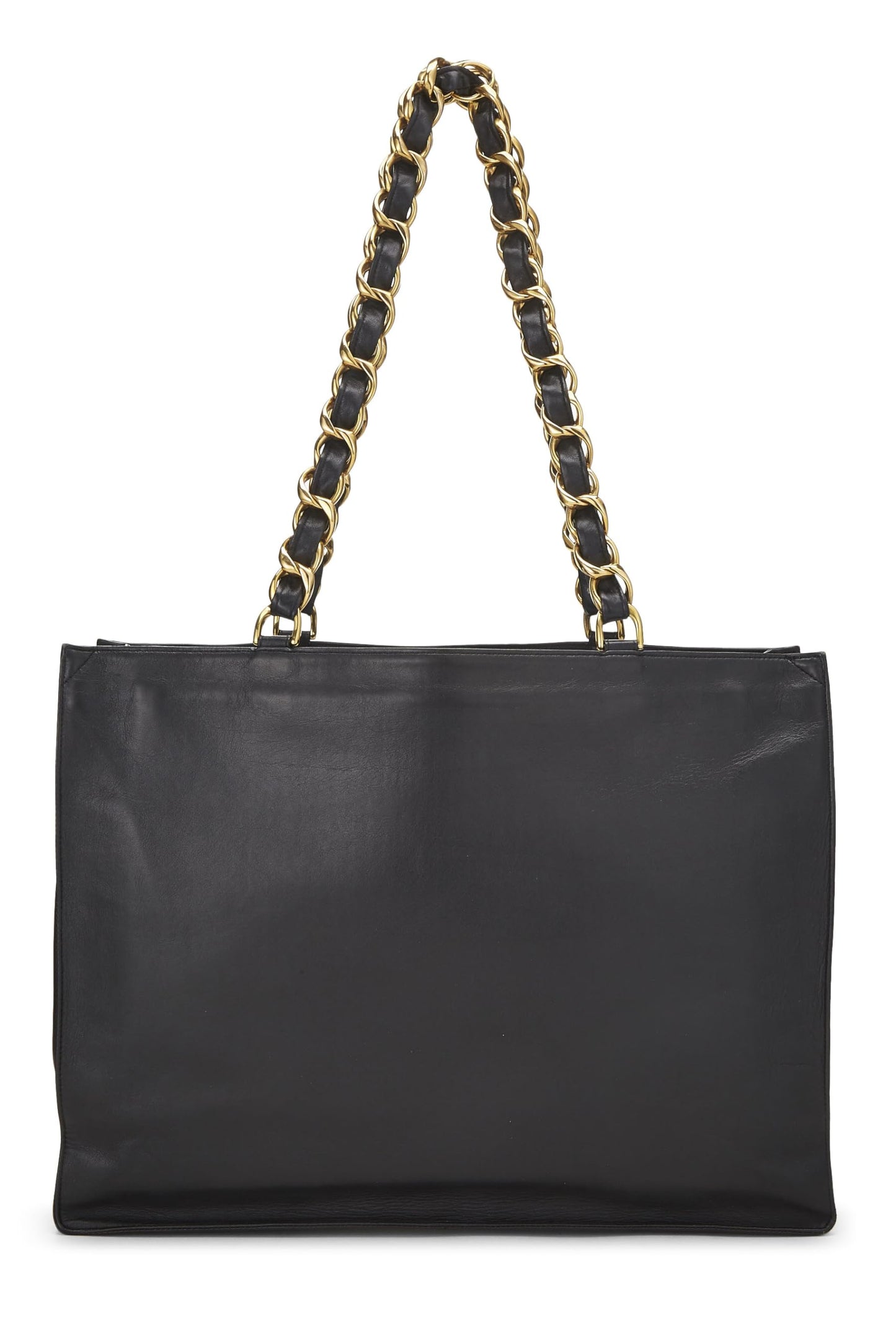 Chanel, Black Lambskin Flat Chain Handle Tote Medium, Black