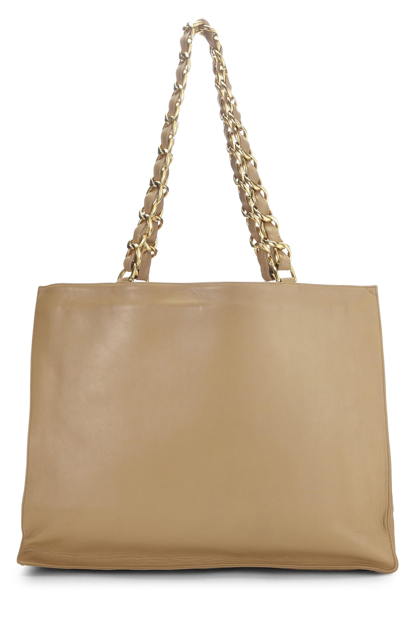 Chanel, Beige Lambskin Flat Chain Handle Tote, Beige