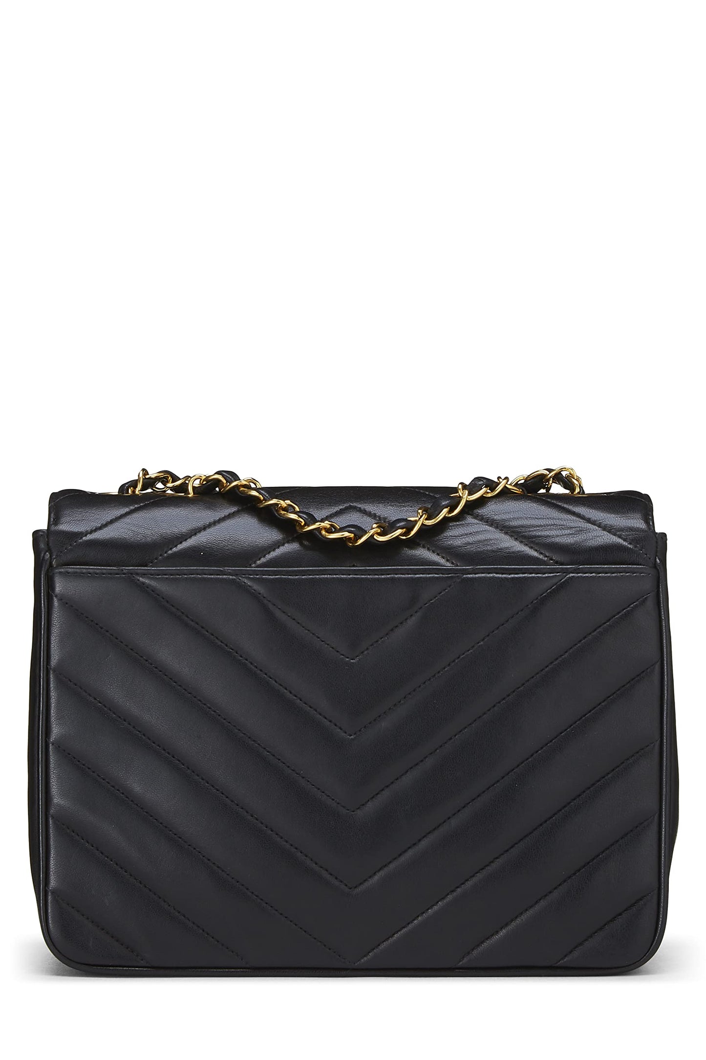 Chanel, Black Lambskin Chevron Envelope Flap Small, Black