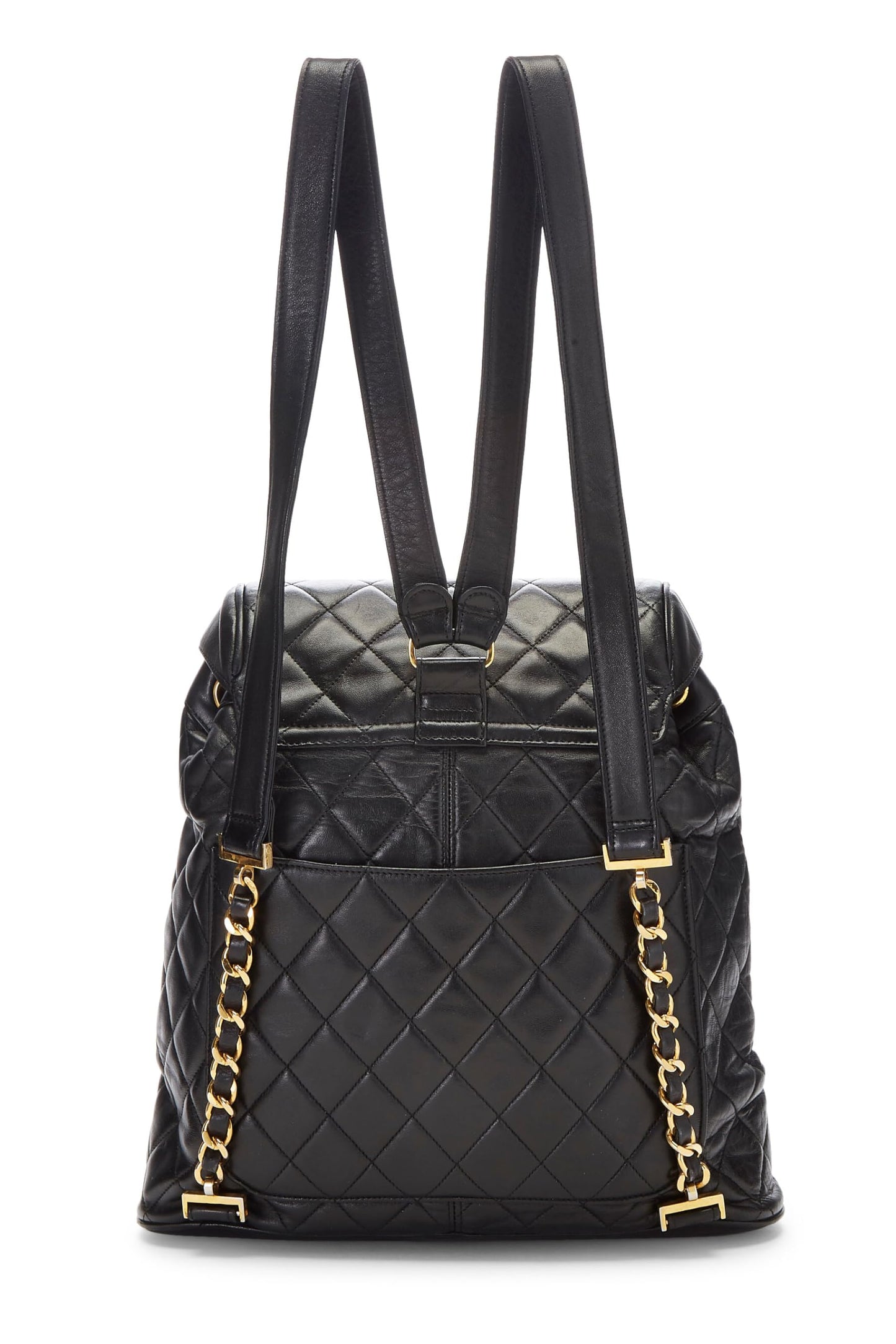Chanel, Black Quilted Lambskin Circle Lock Backpack Large, Black