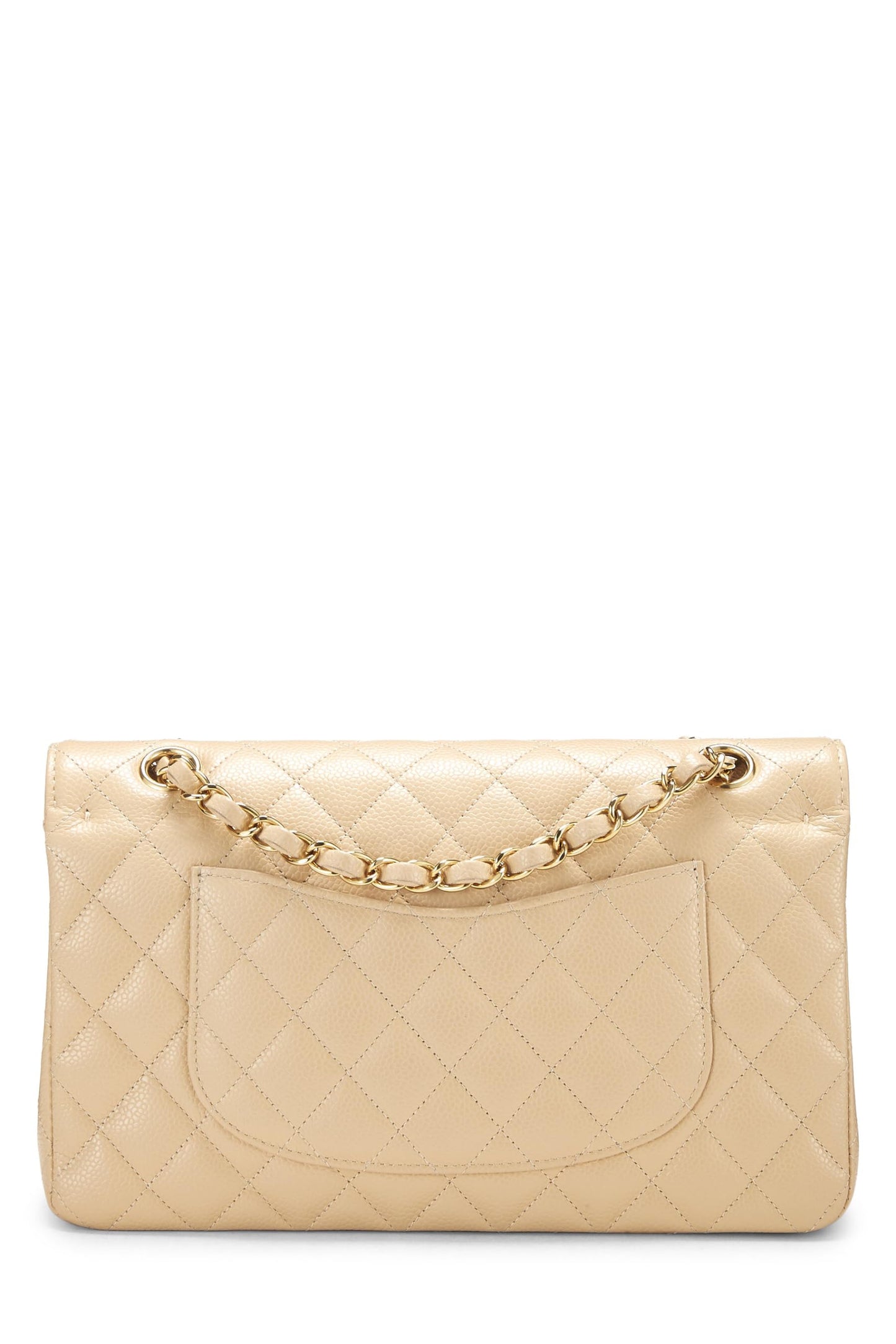Chanel, Beige Quilted Caviar Classic Double Flap Medium, Beige