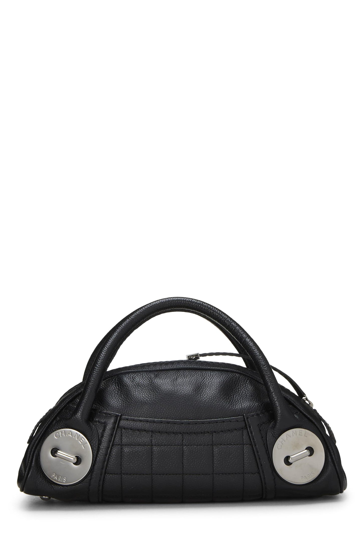 Chanel, Black Leather Button Dome Satchel, Black