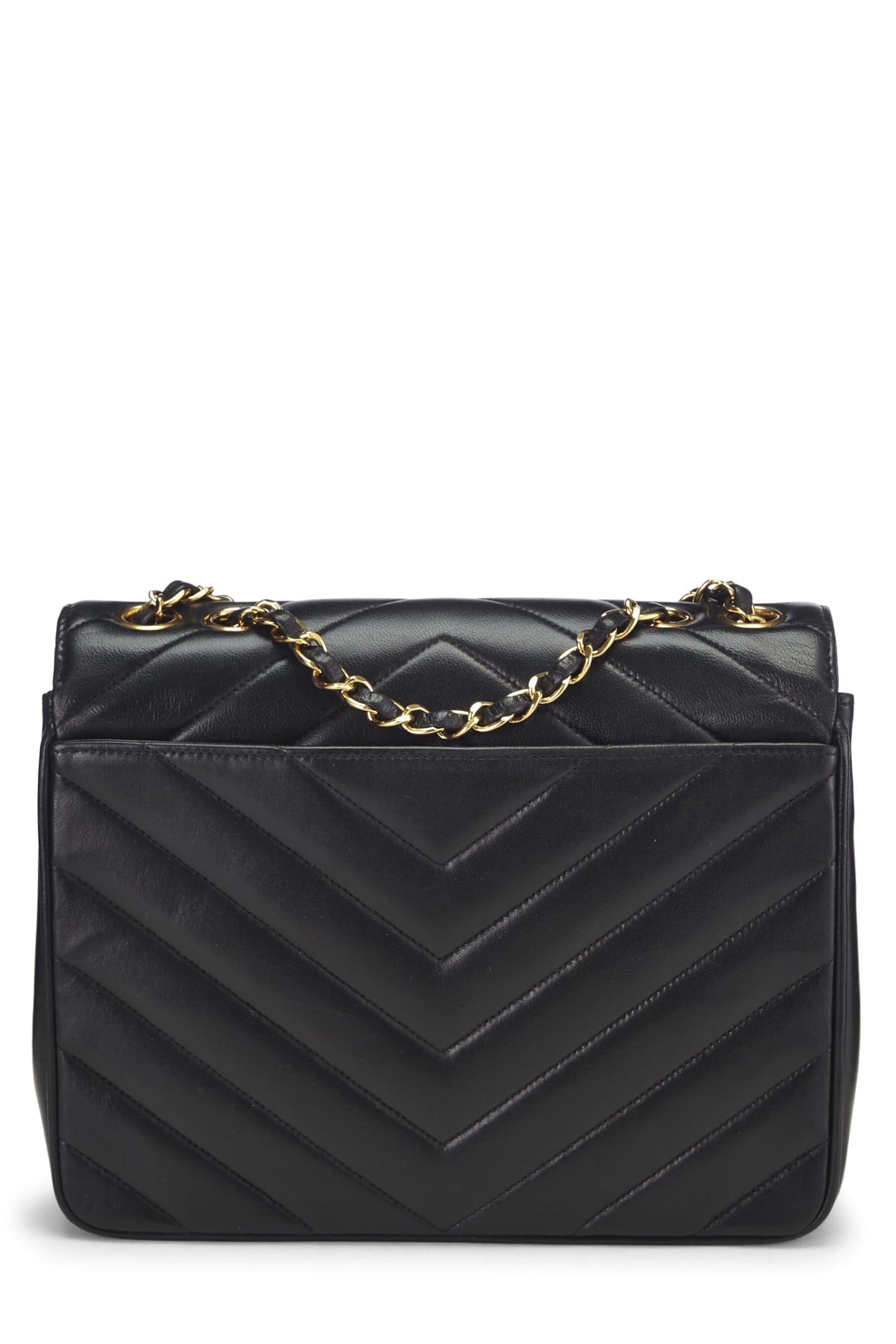 Chanel, Black Chevron Lambskin Envelope Flap Small, Black